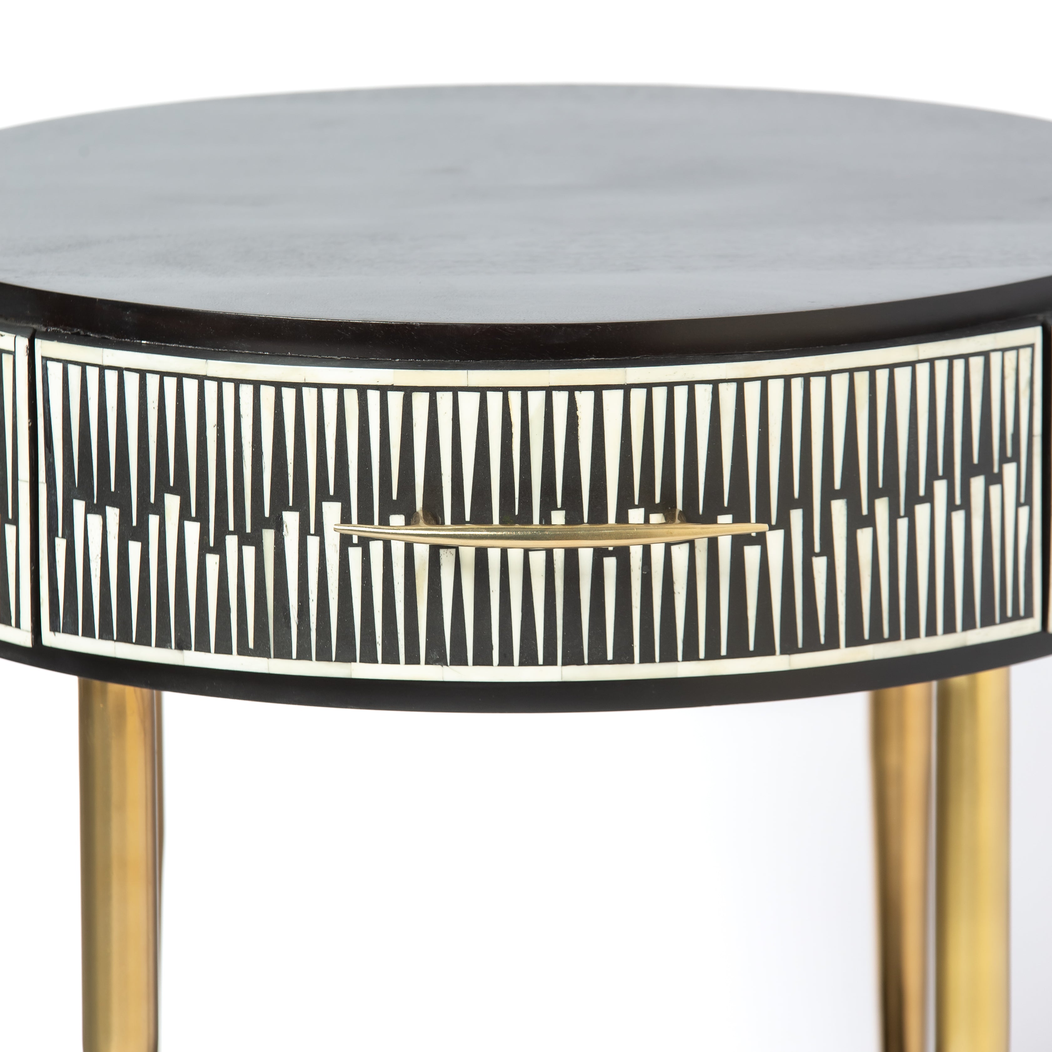 Elnaz Side Drawer - Black & White Bone Inlay