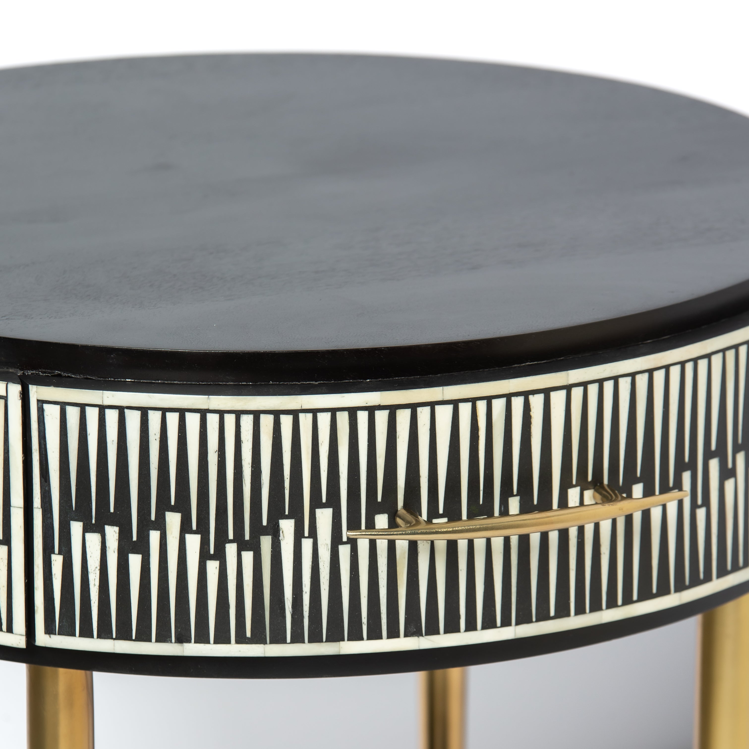 Elnaz Side Drawer - Black & White Bone Inlay