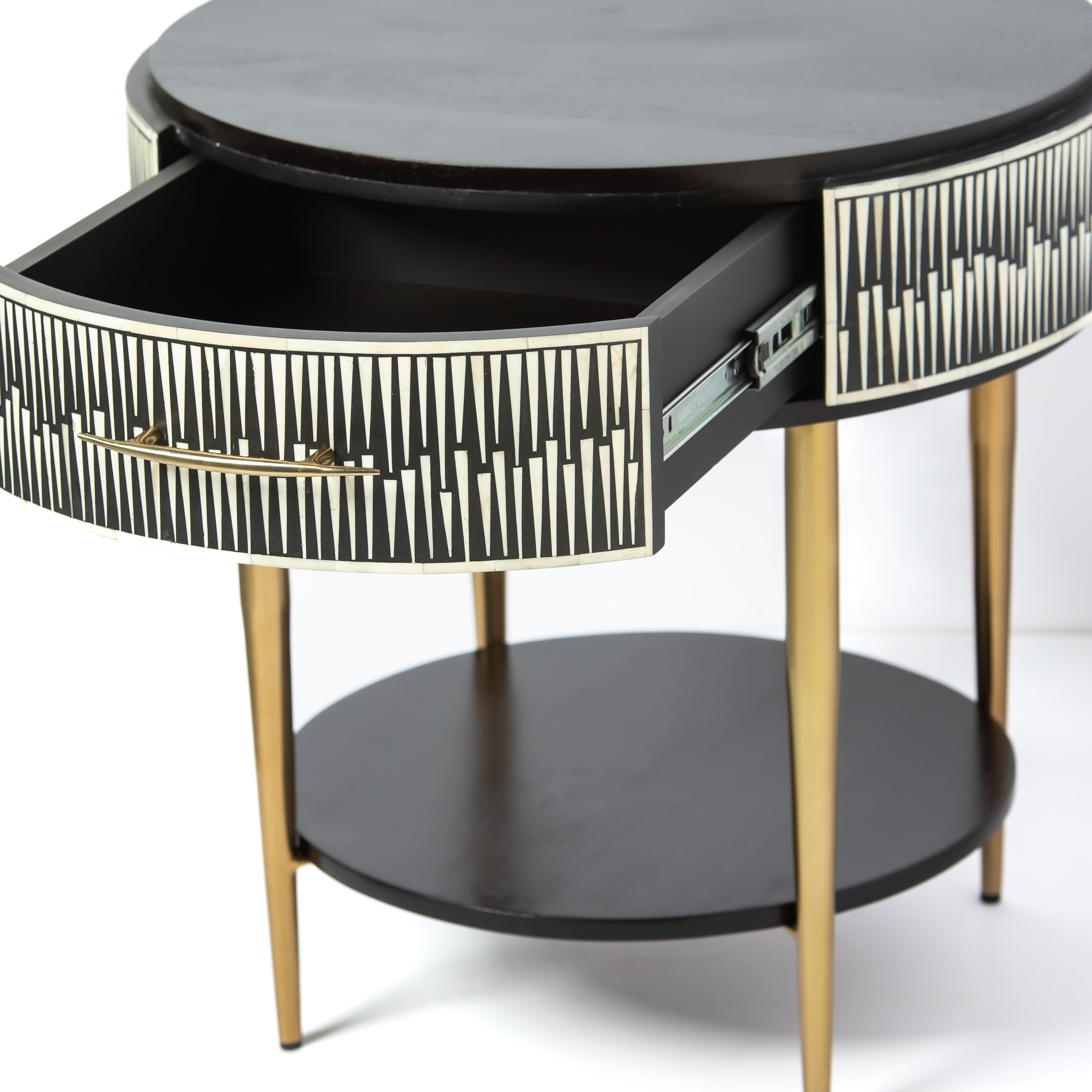 Elnaz Side Drawer - Black & White Bone Inlay