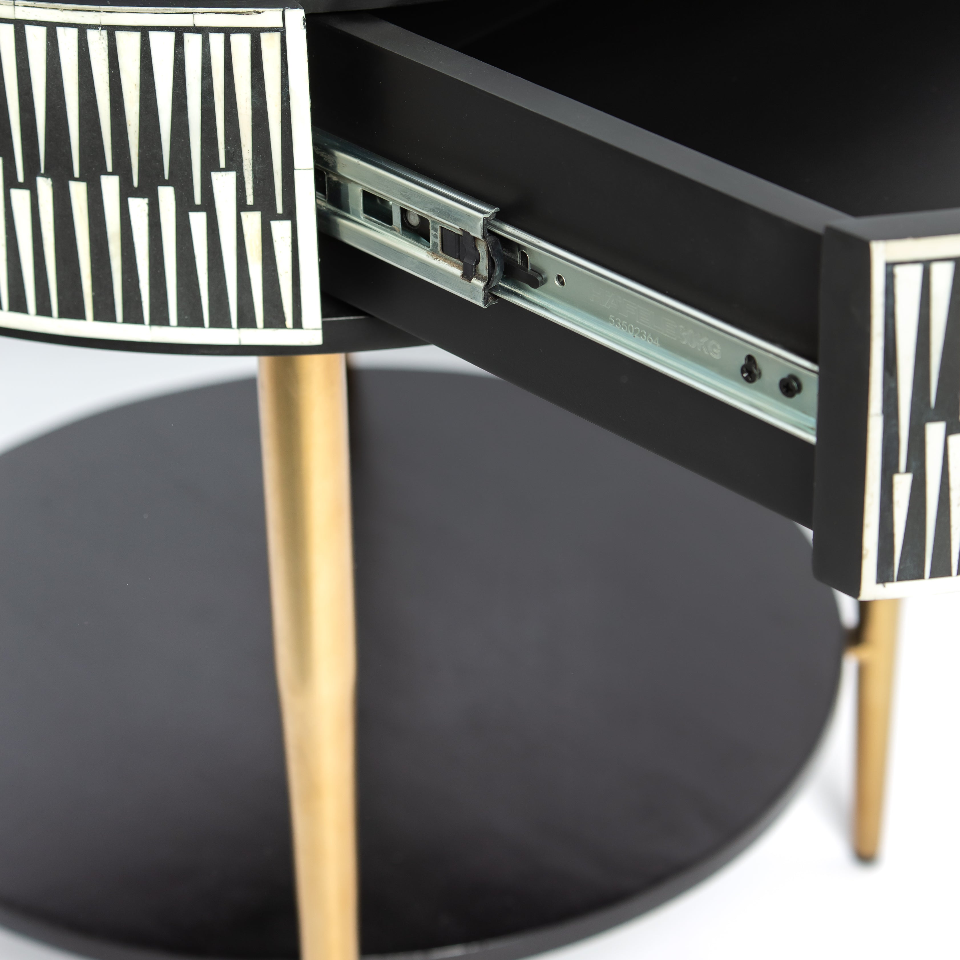 Elnaz Side Drawer - Black & White Bone Inlay