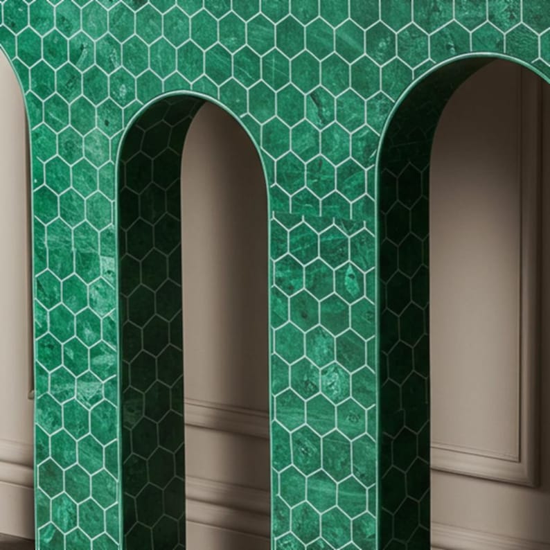 Emera Console Table - Green Bone Inlay by Tabeer Homes