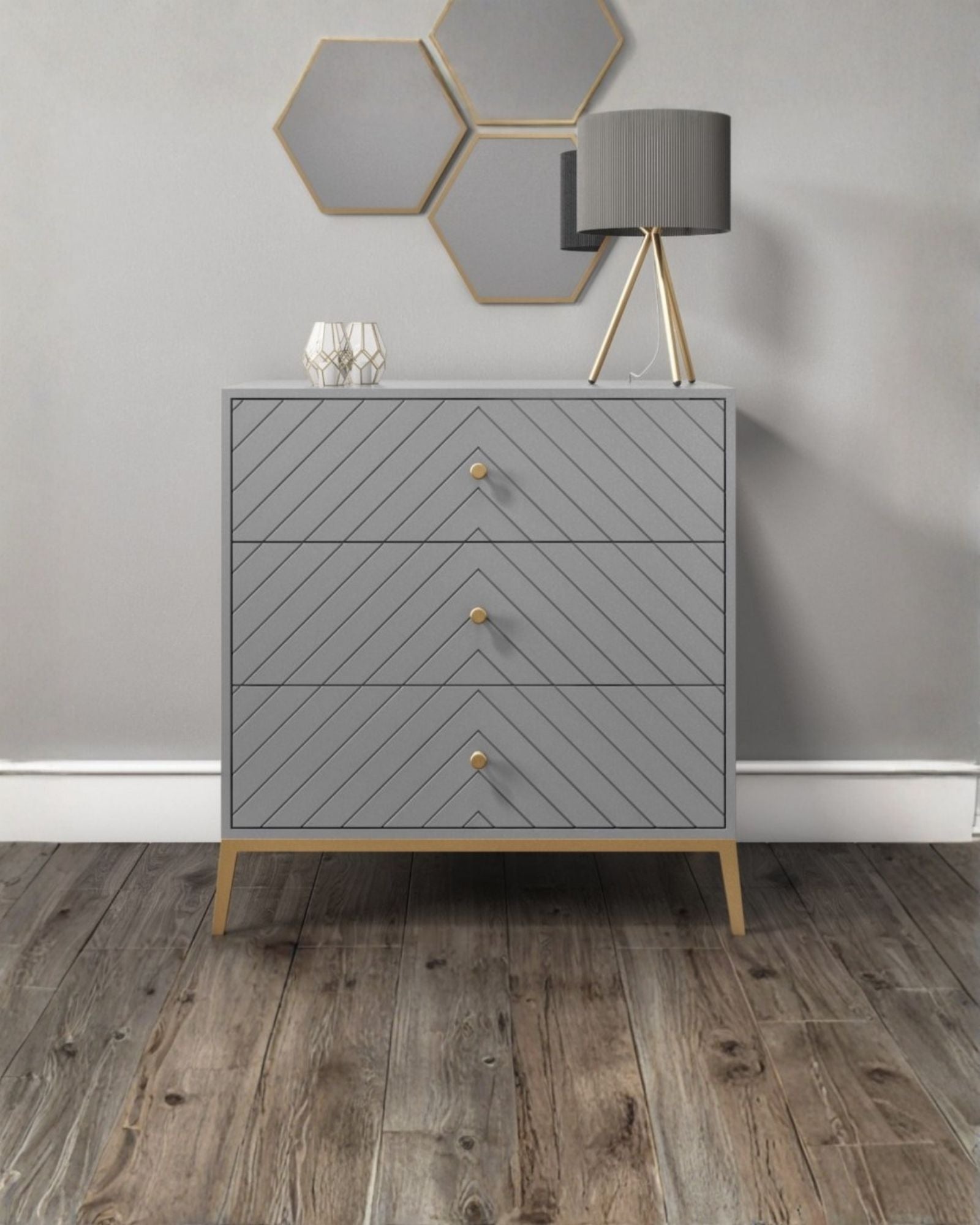 Ewan Small Chest of Drawers - Grey Wood - Tabeer Homes