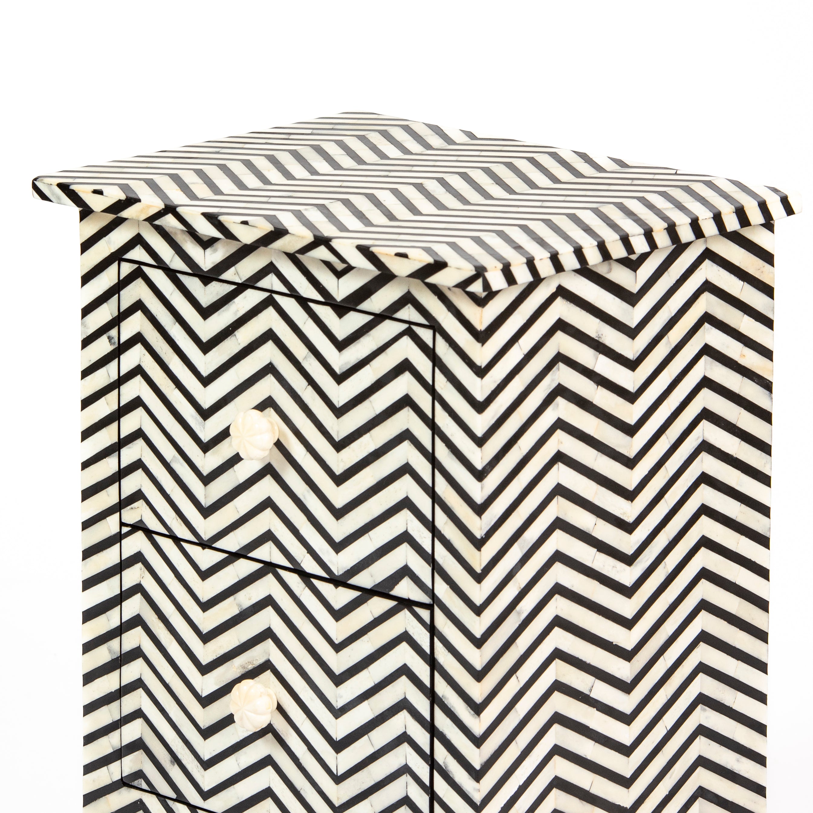 Isra Side Drawer - Black & White Bone Inlay