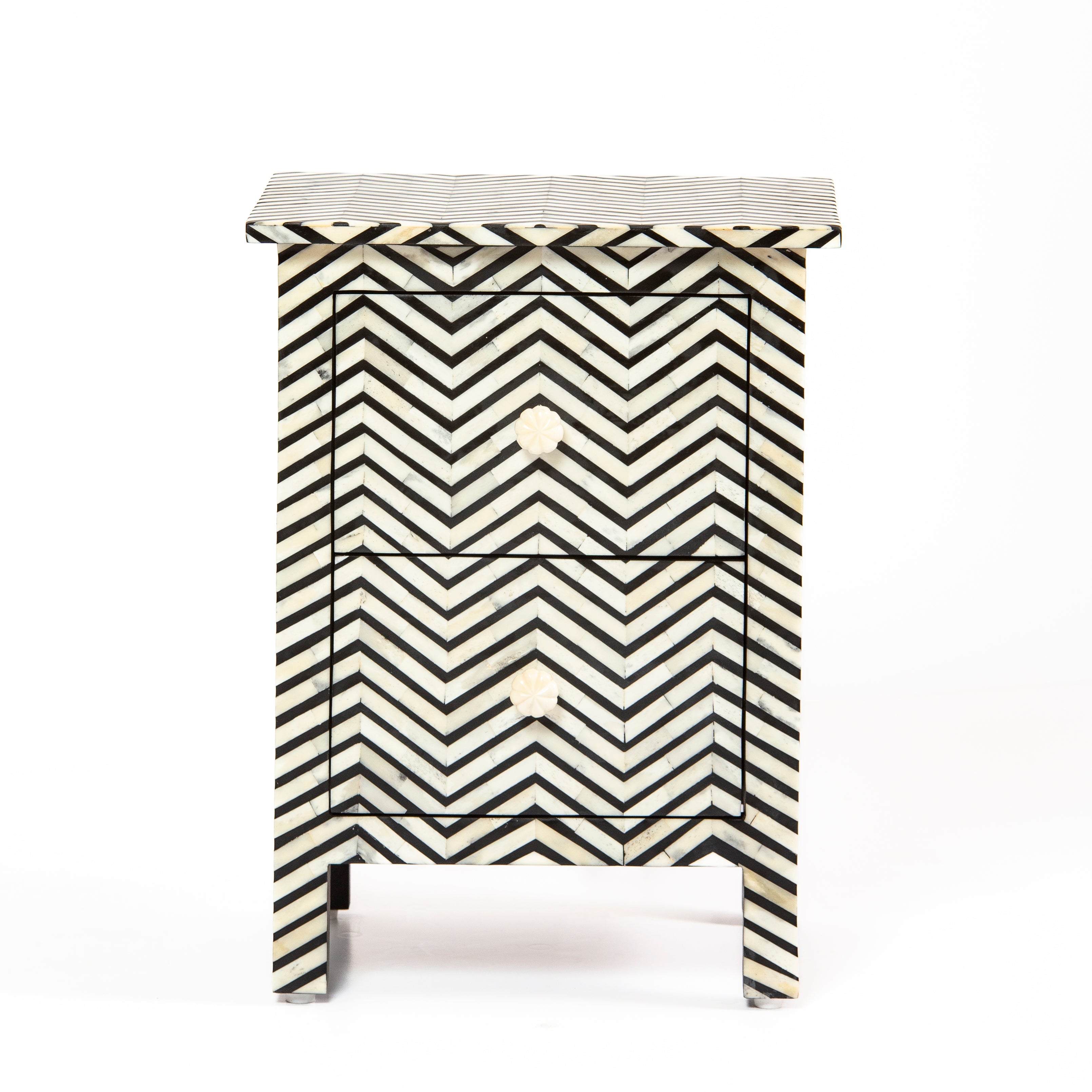 Isra Side Drawer - Black & White Bone Inlay