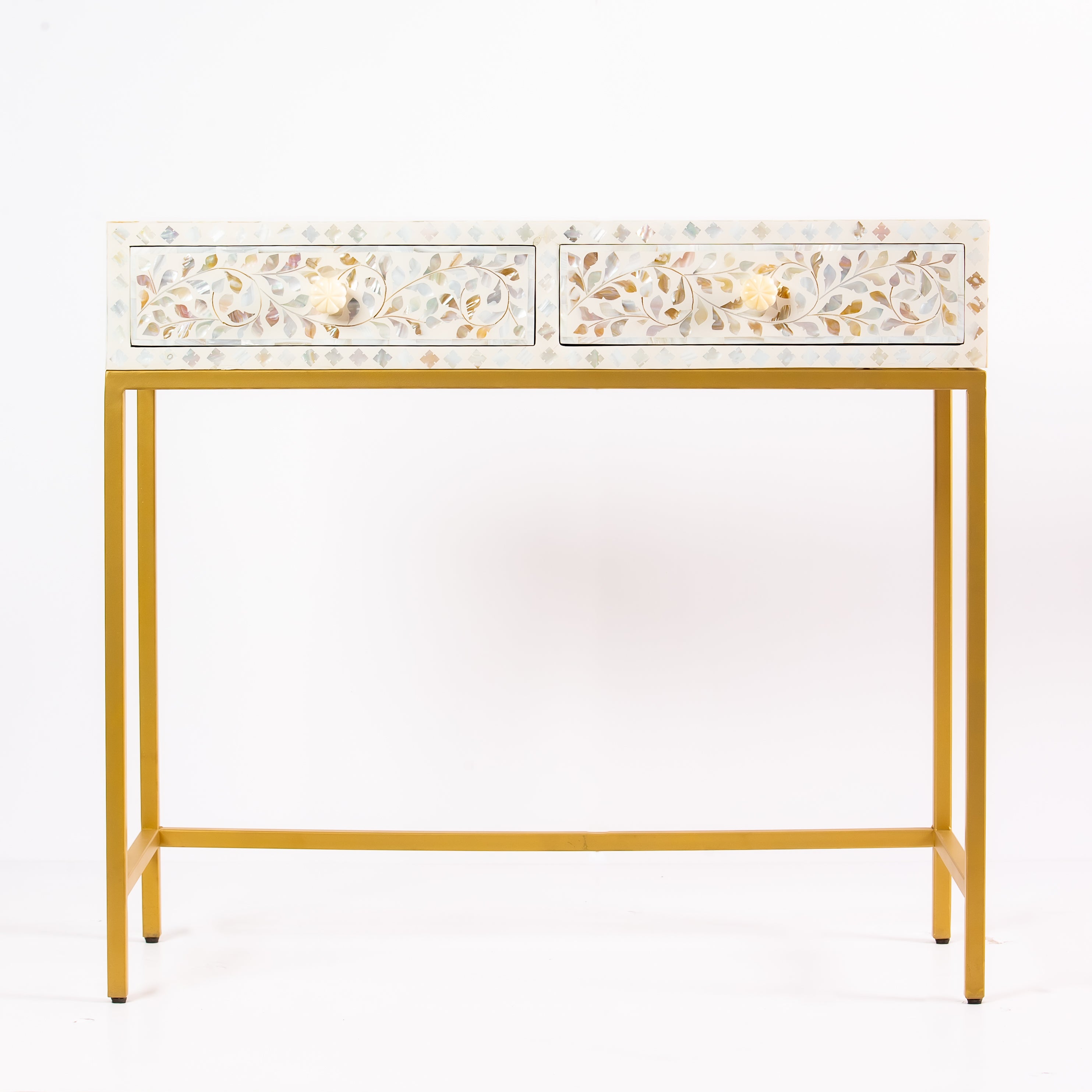 Iris Mini Dresser Console - White Mother of Pearl Inlay