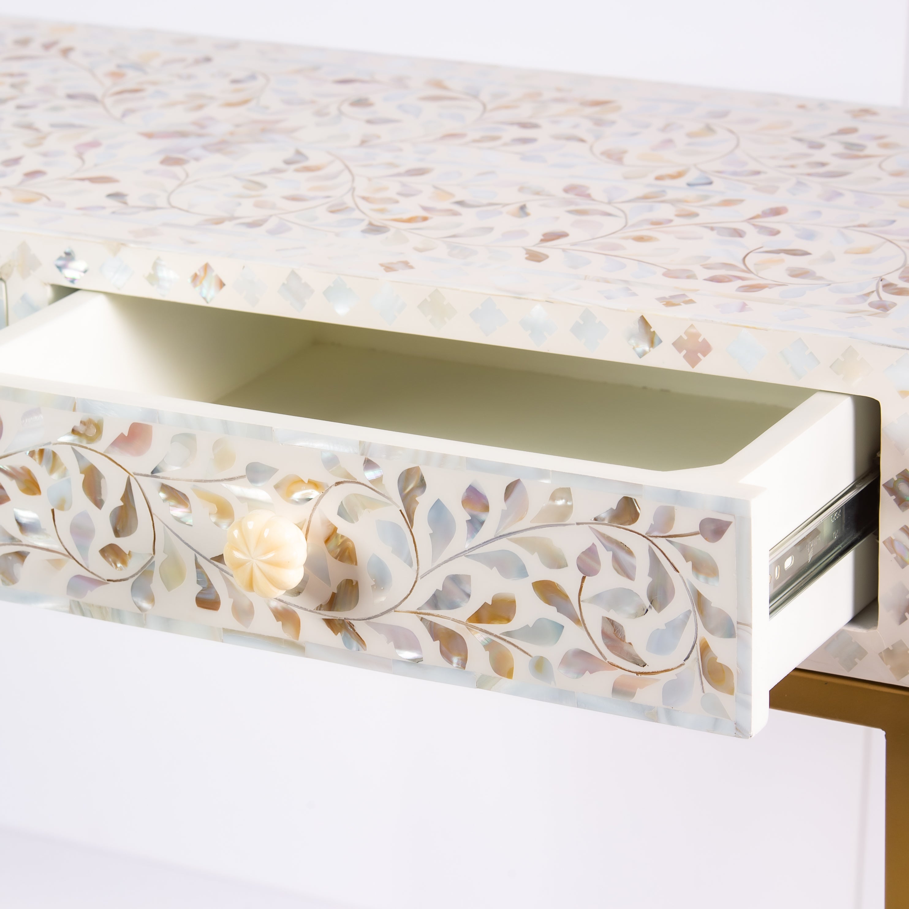 Iris Mini Dresser Console - White Mother of Pearl Inlay