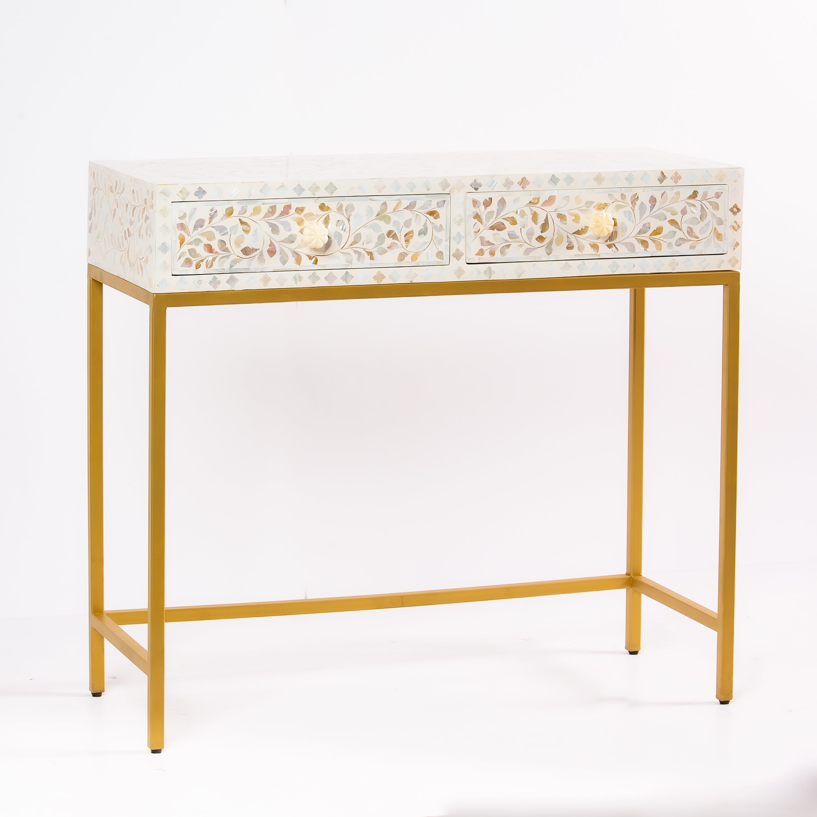 Iris Mini Dresser Console - White Mother of Pearl Inlay