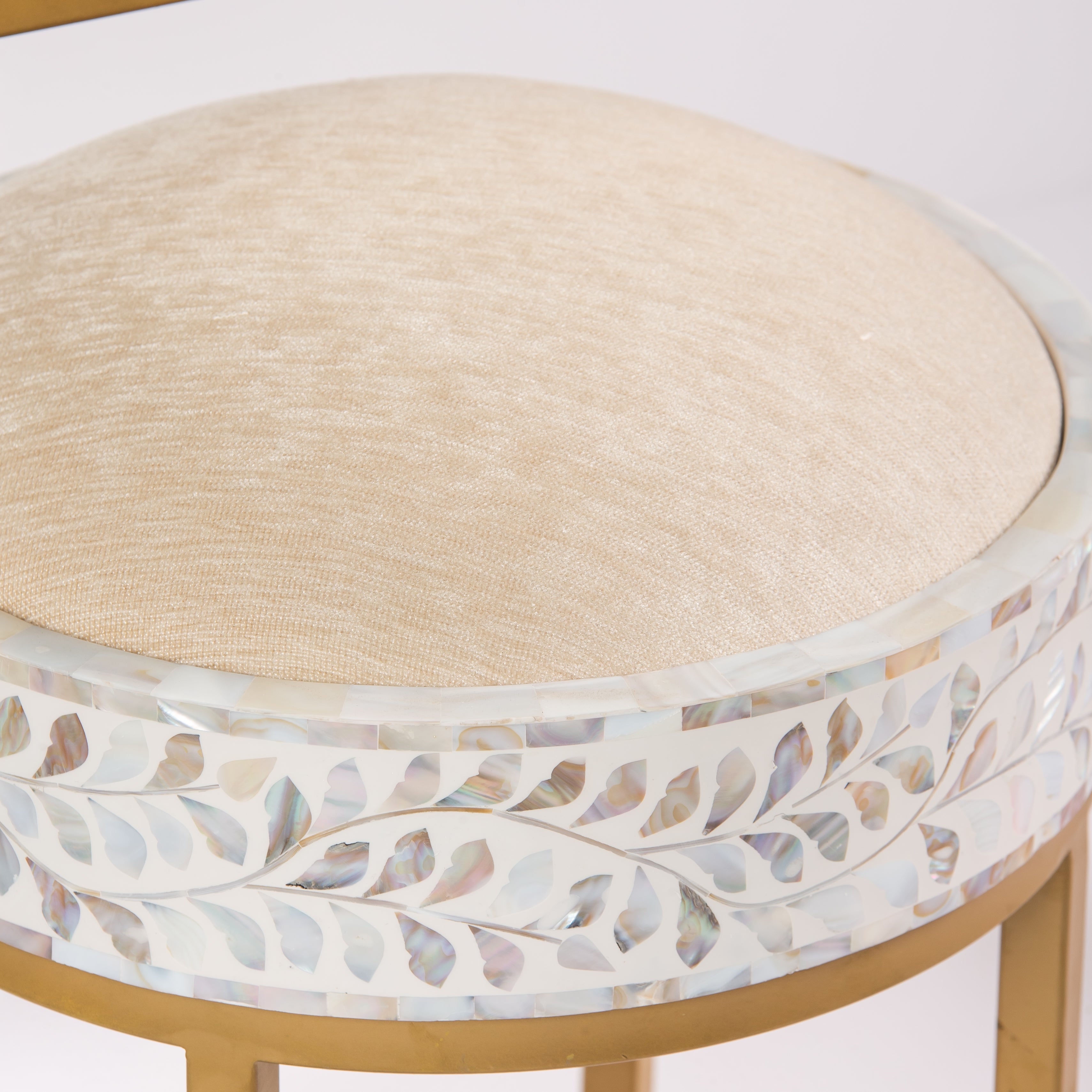 Iris Dresser Console & Stool - White Mother of Pearl Inlay