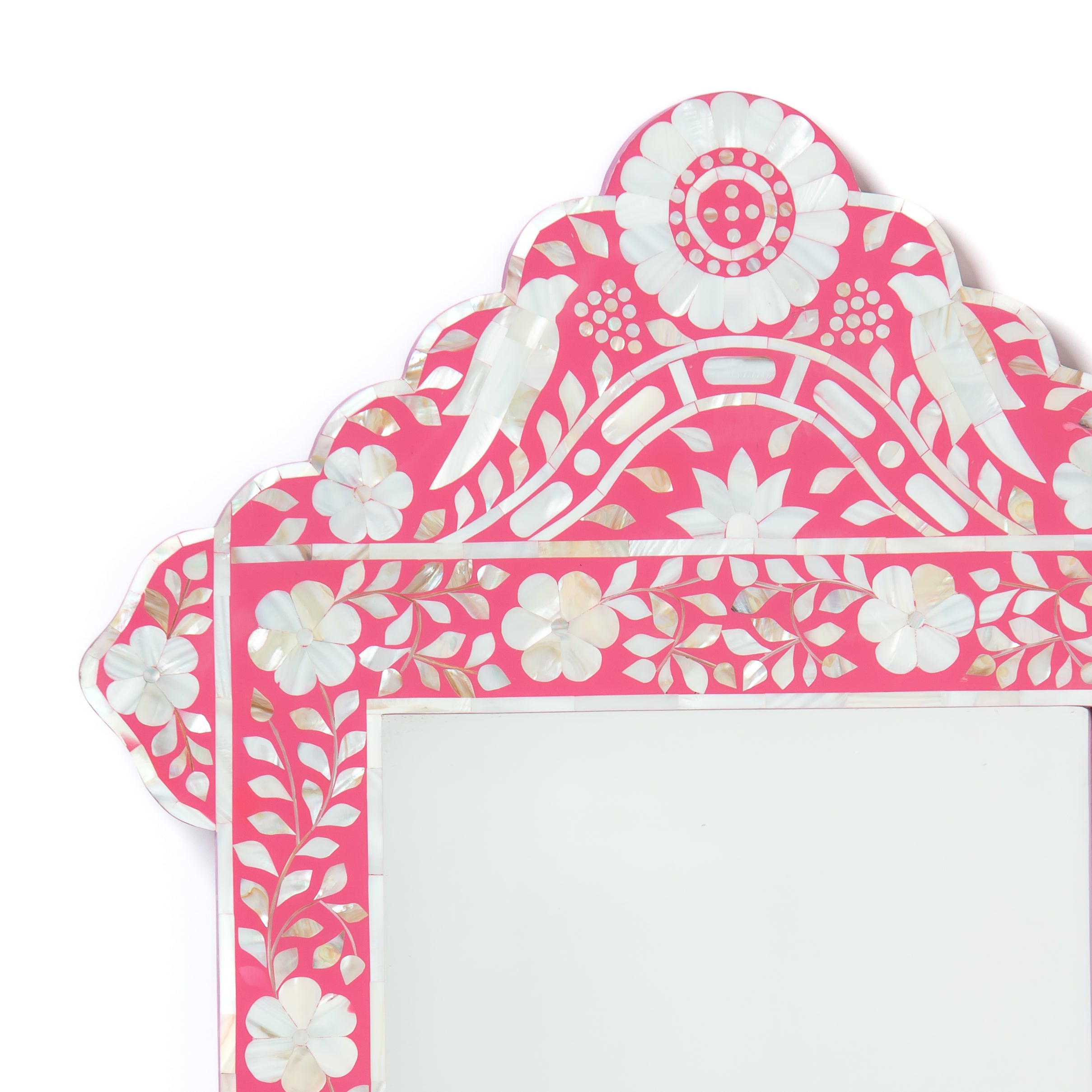 مرآة القزحية - مرصعة بعرق اللؤلؤ الوردي