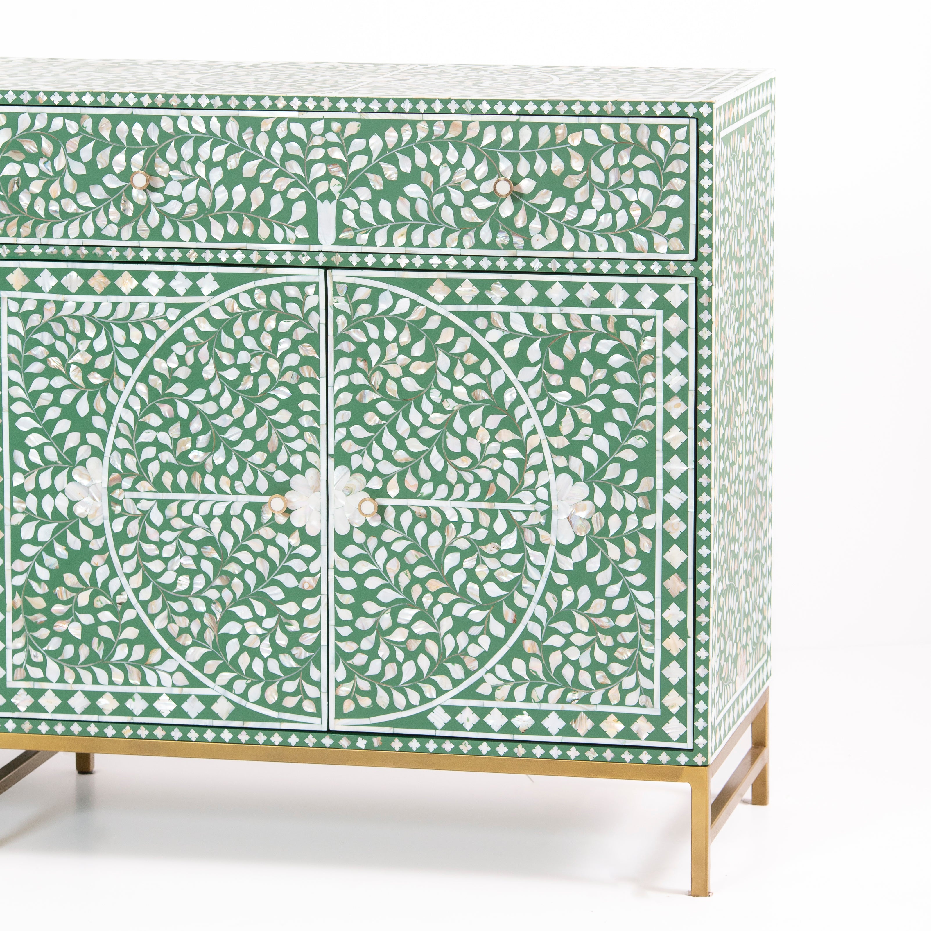 Jade Sideboard Buffet - Green Mother of Pearl Inlay