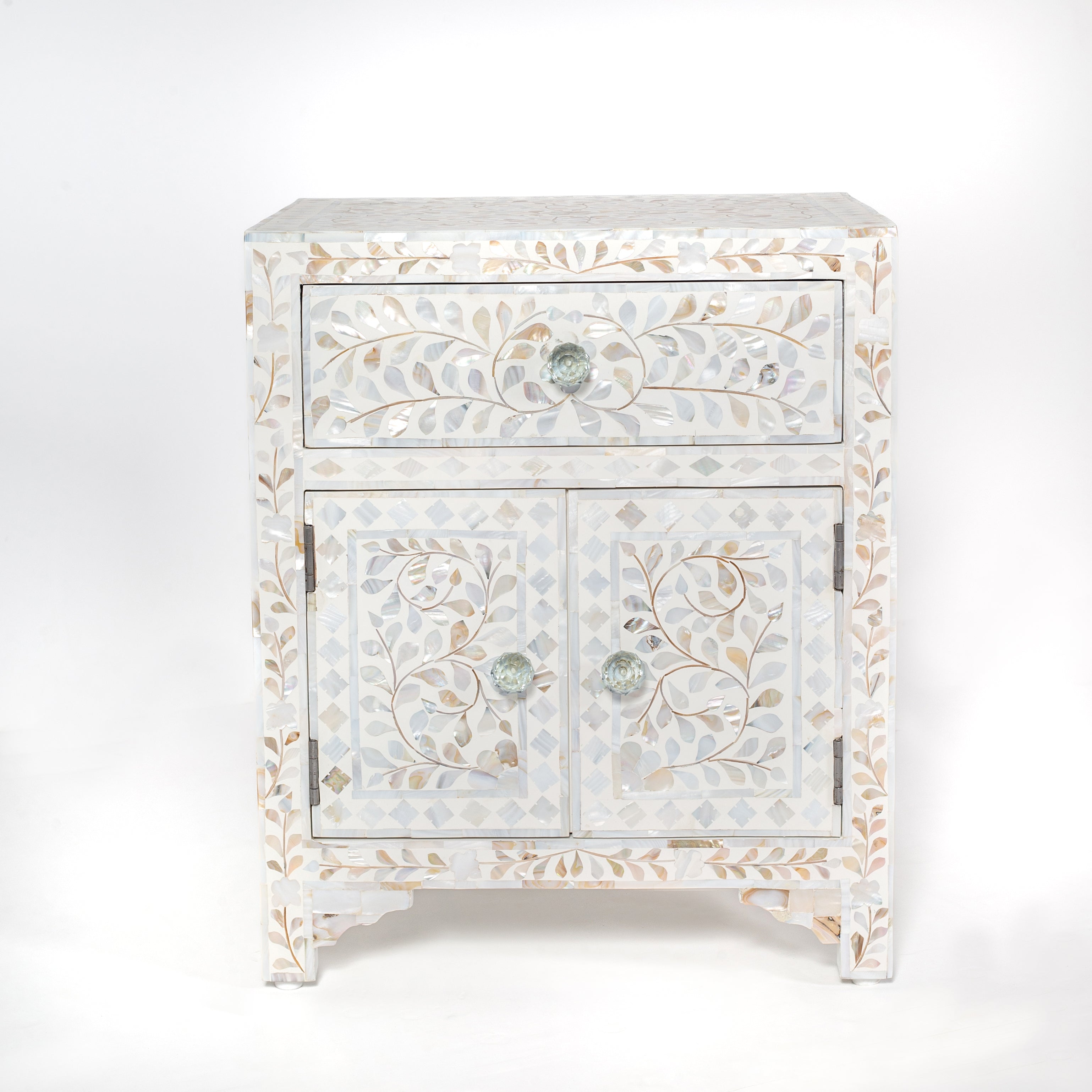 Iris Side Drawer - White Mother of Pearl
