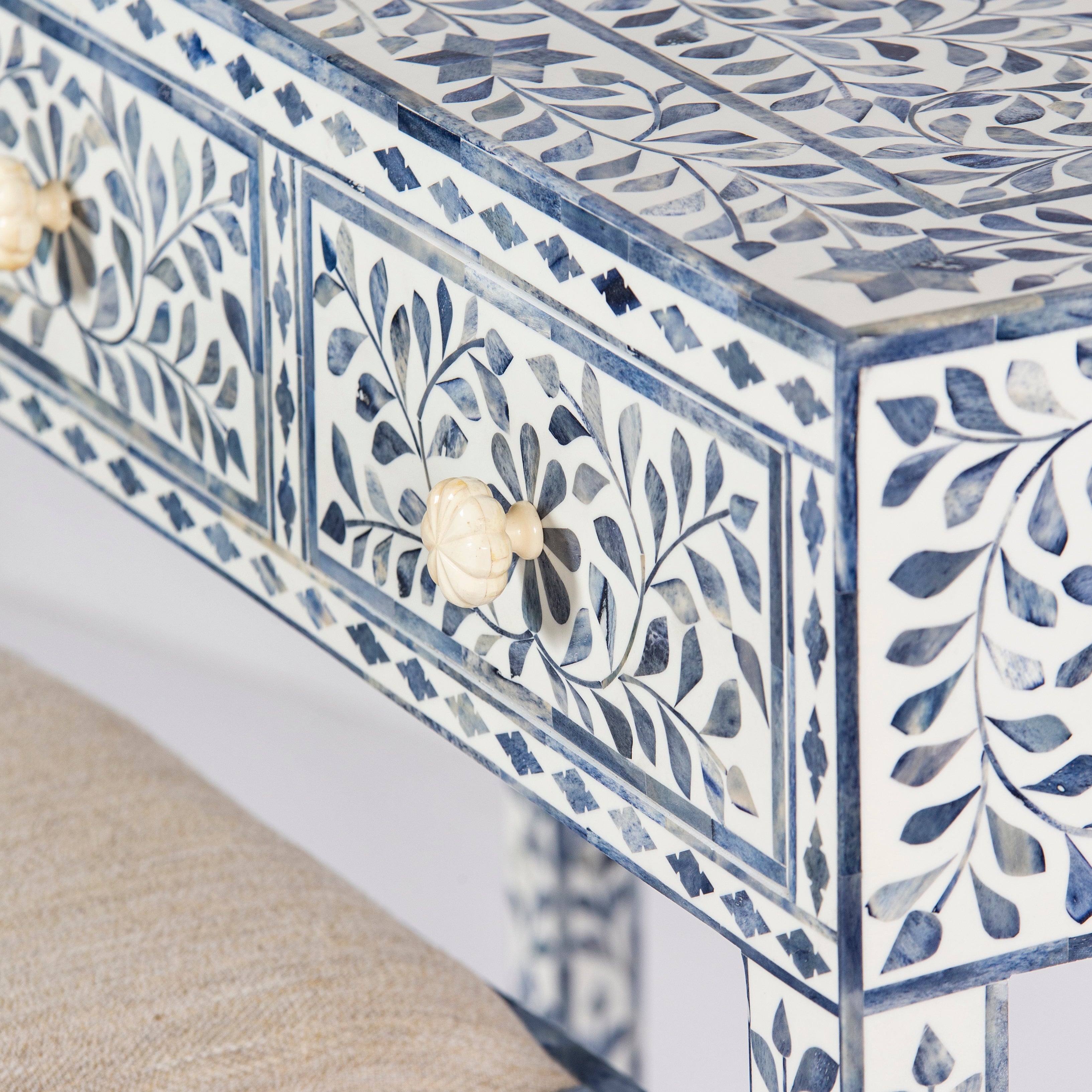 Jade Dresser Console & Stool - Blue Bone Inlay
