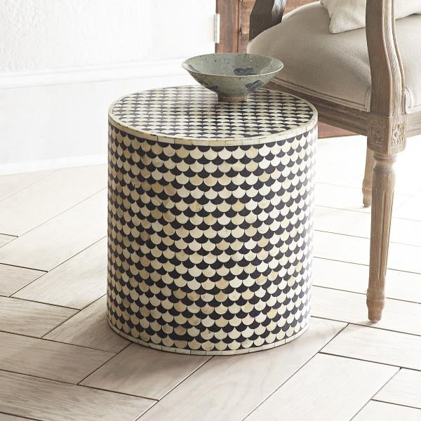 Mosaic Side Table - Black Bone Inlay - Tabeer Homes