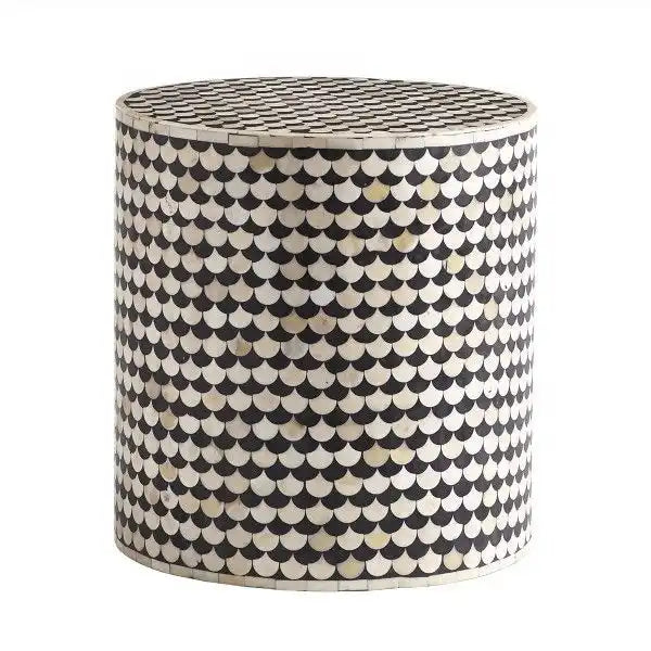 Mosaic Side Table - Black Bone Inlay - Tabeer Homes