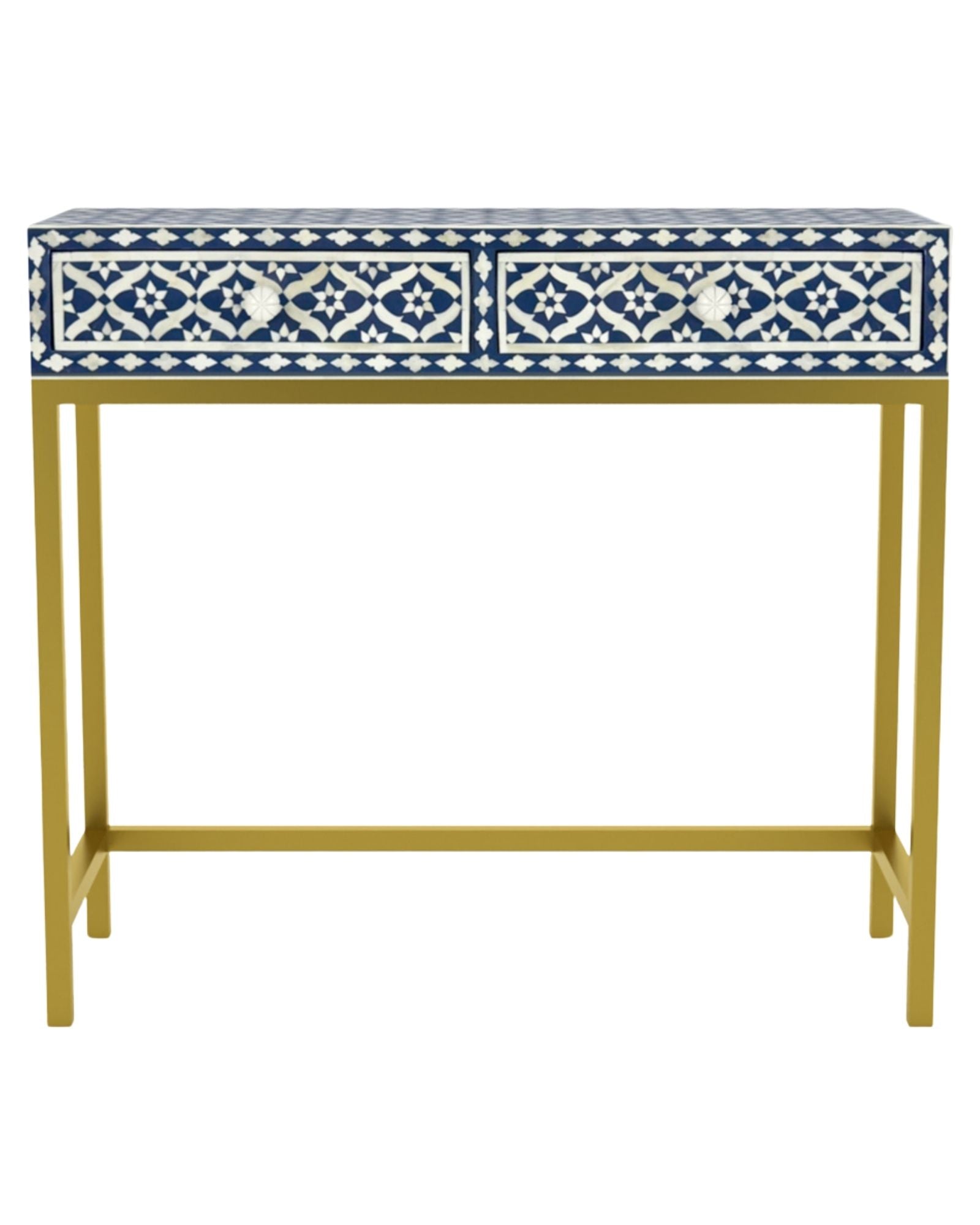Inayat Mini Dresser Console - Navy Blue Bone Inlay - Tabeer Homes