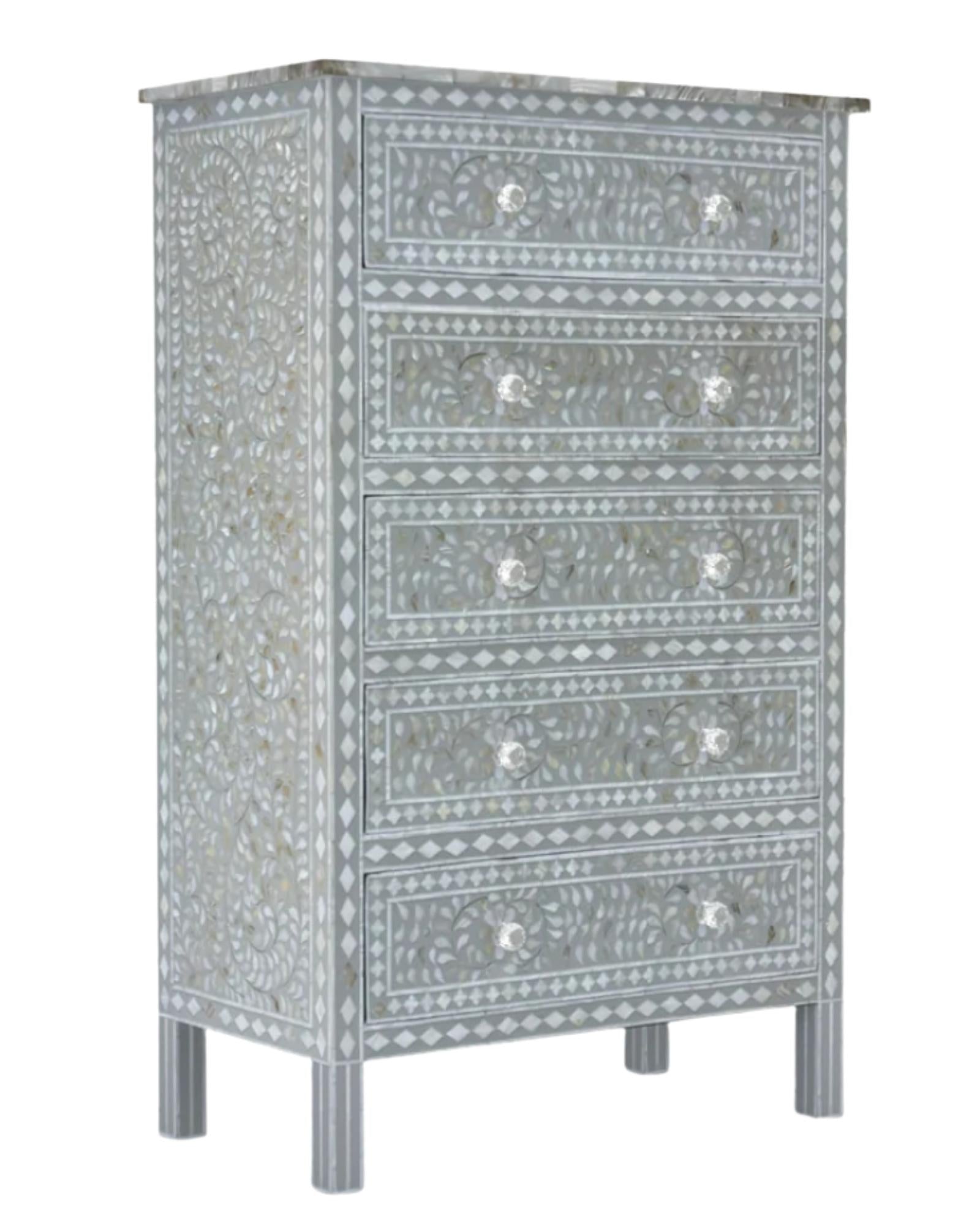 Mother of Pearl Chest of Drawer in Grey