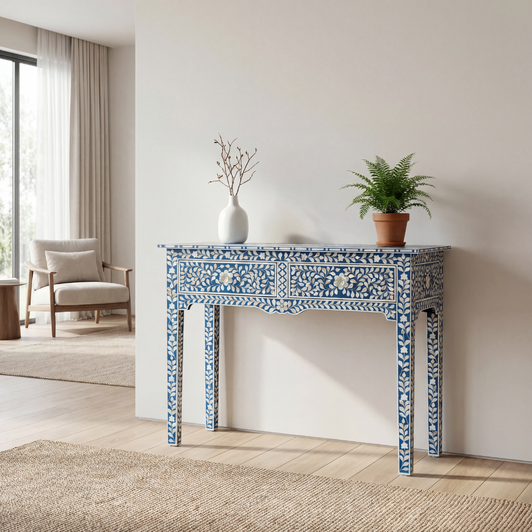 Iris Console & Dresser – Blue Mother of Pearl Inlay