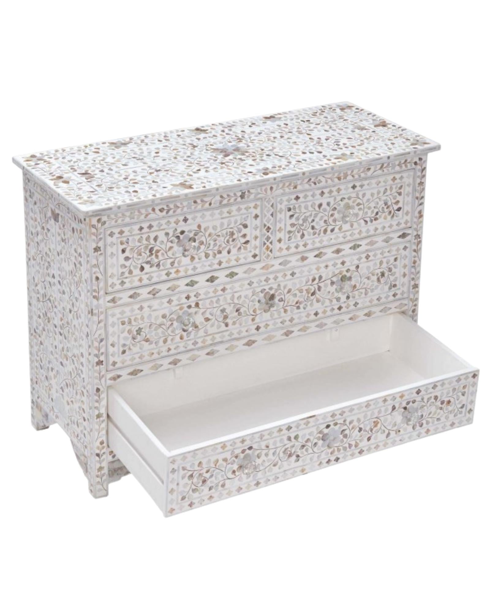 Iris Chest of Drawers - White Mother of Pearl - Tabeer Homes