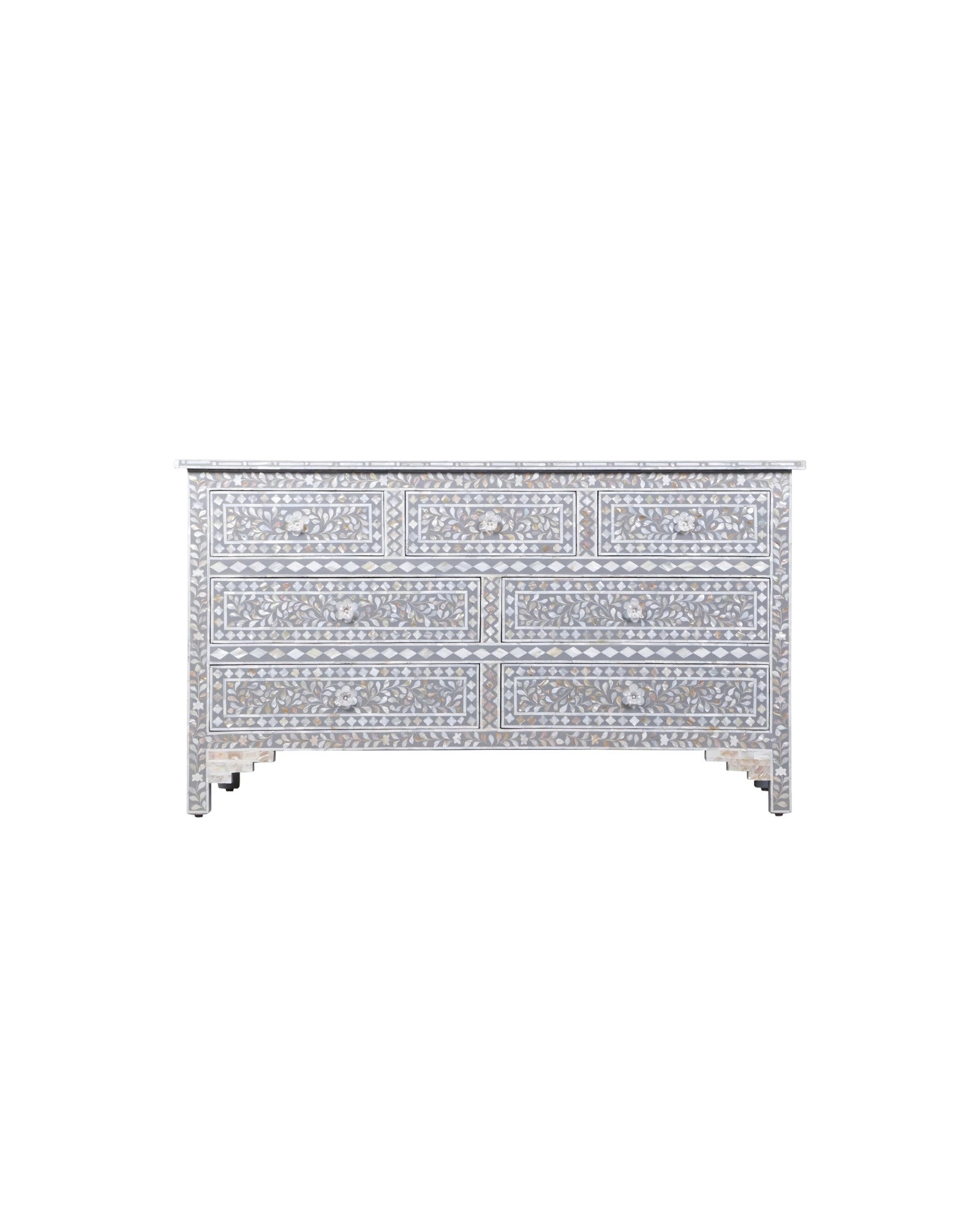 Iris Chest of Drawers in grey Mother of Pearl inlay