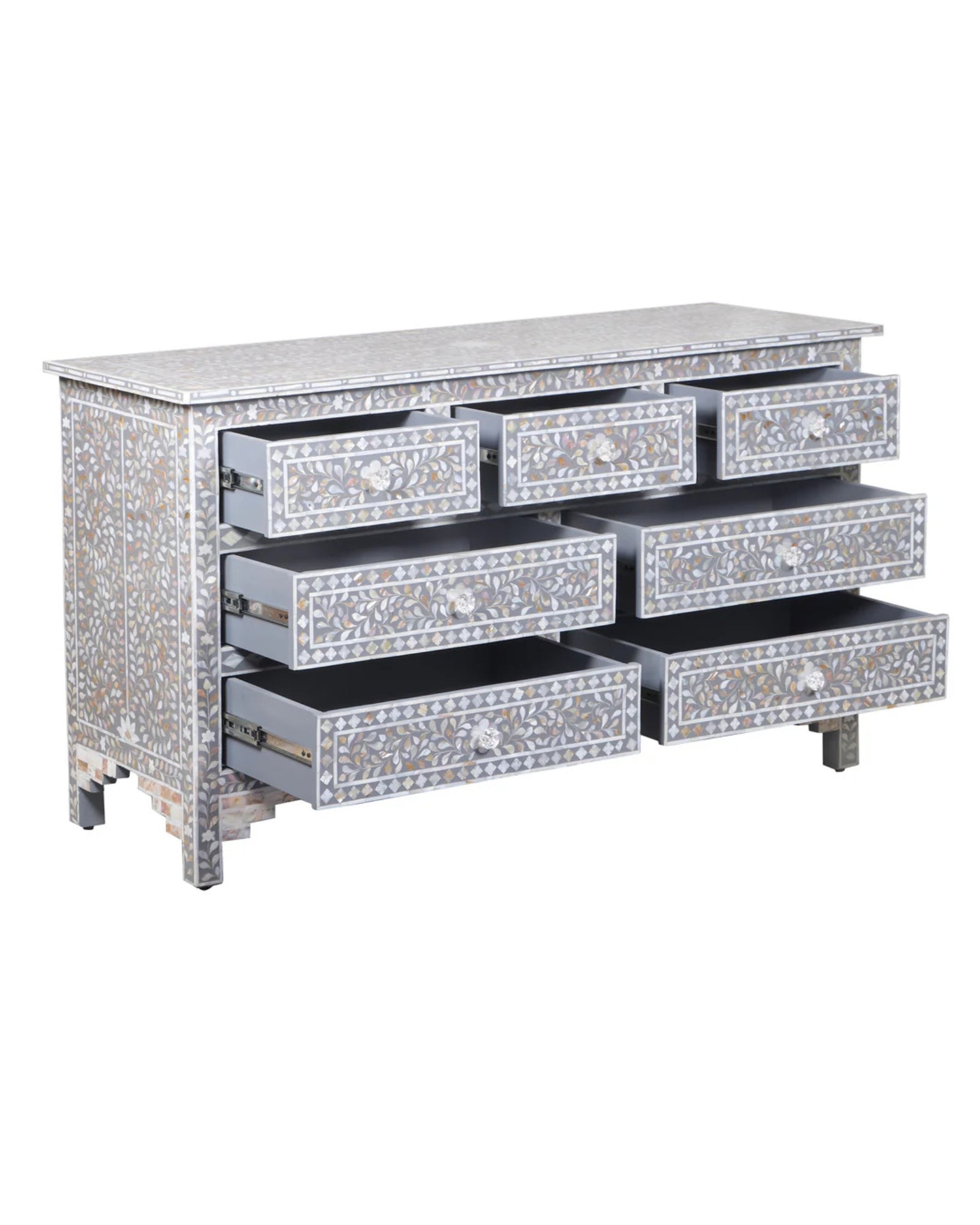 Iris Chest of Drawers in grey Mother of Pearl inlay