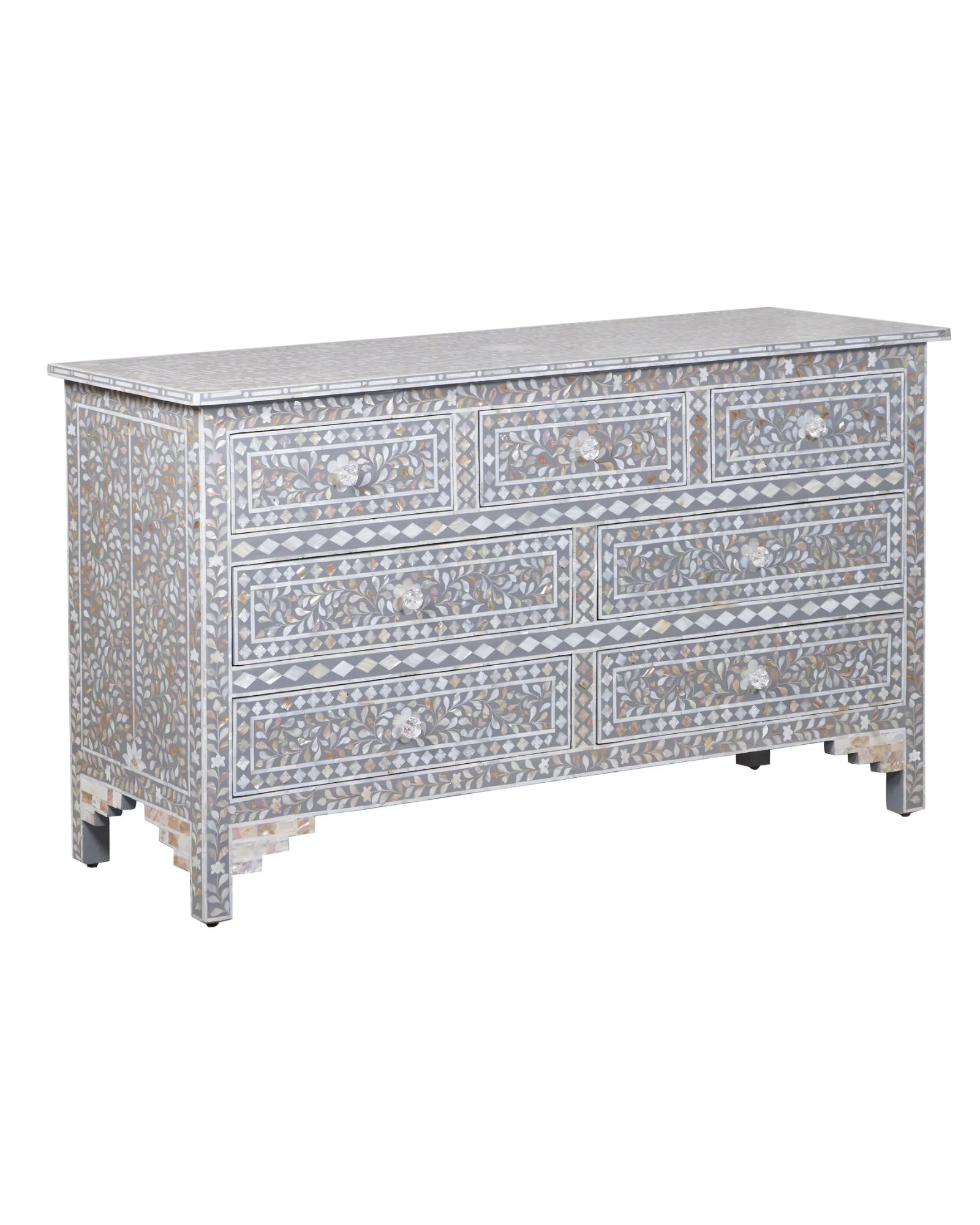 Iris Chest of Drawers in grey Mother of Pearl inlay