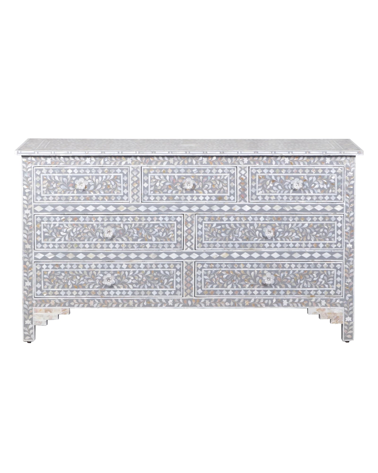 Iris Chest of Drawers in grey Mother of Pearl inlay