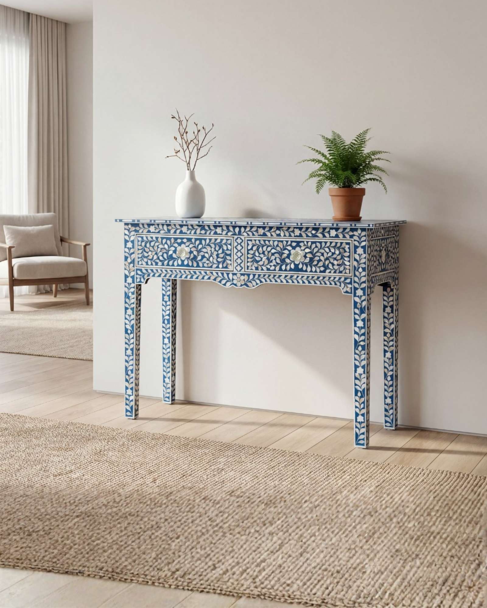 Iris Console & Dresser – Blue Mother of Pearl Inlay