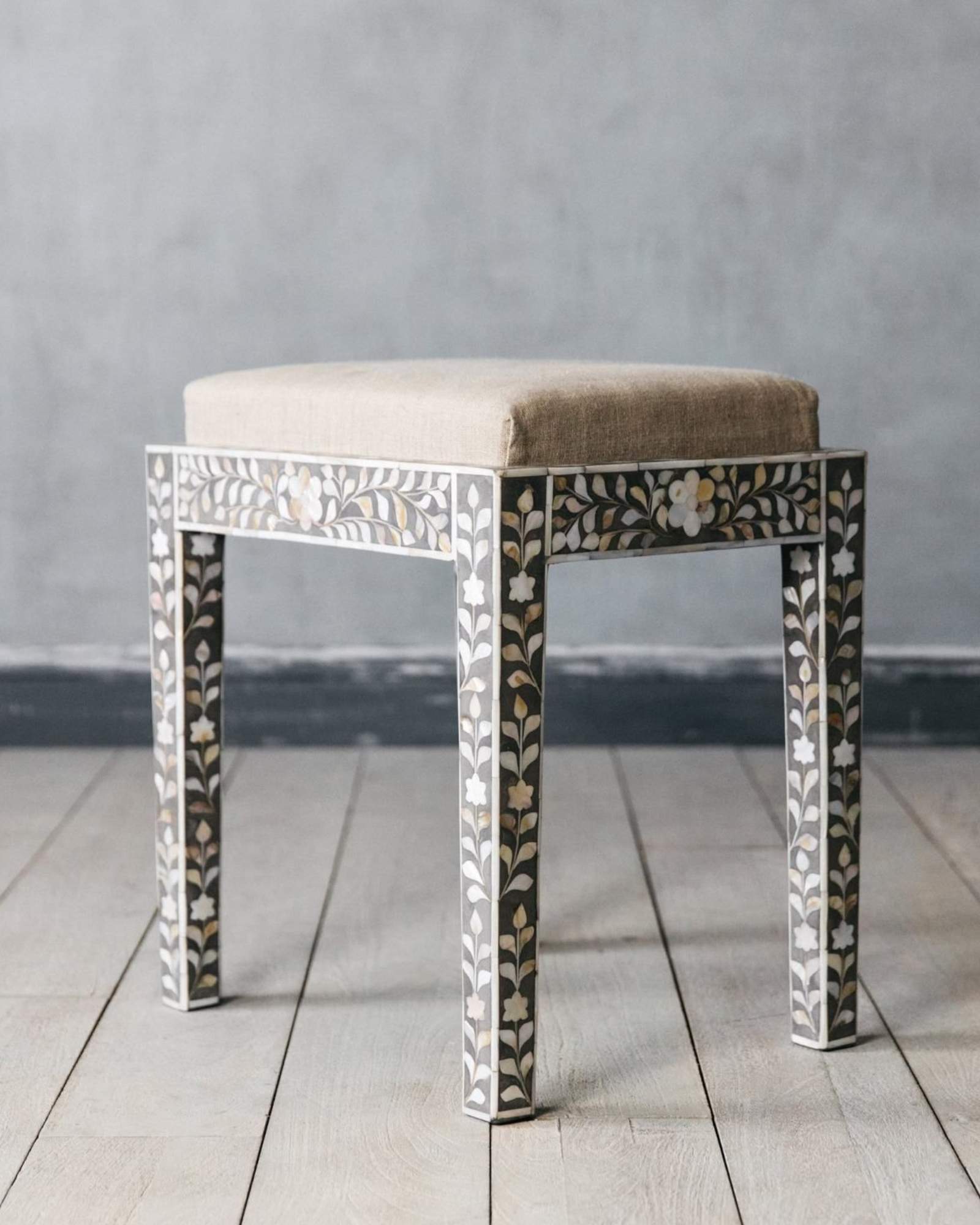 Iris Dresser Console & Stool - Black Mother of Pearl - Tabeer Homes