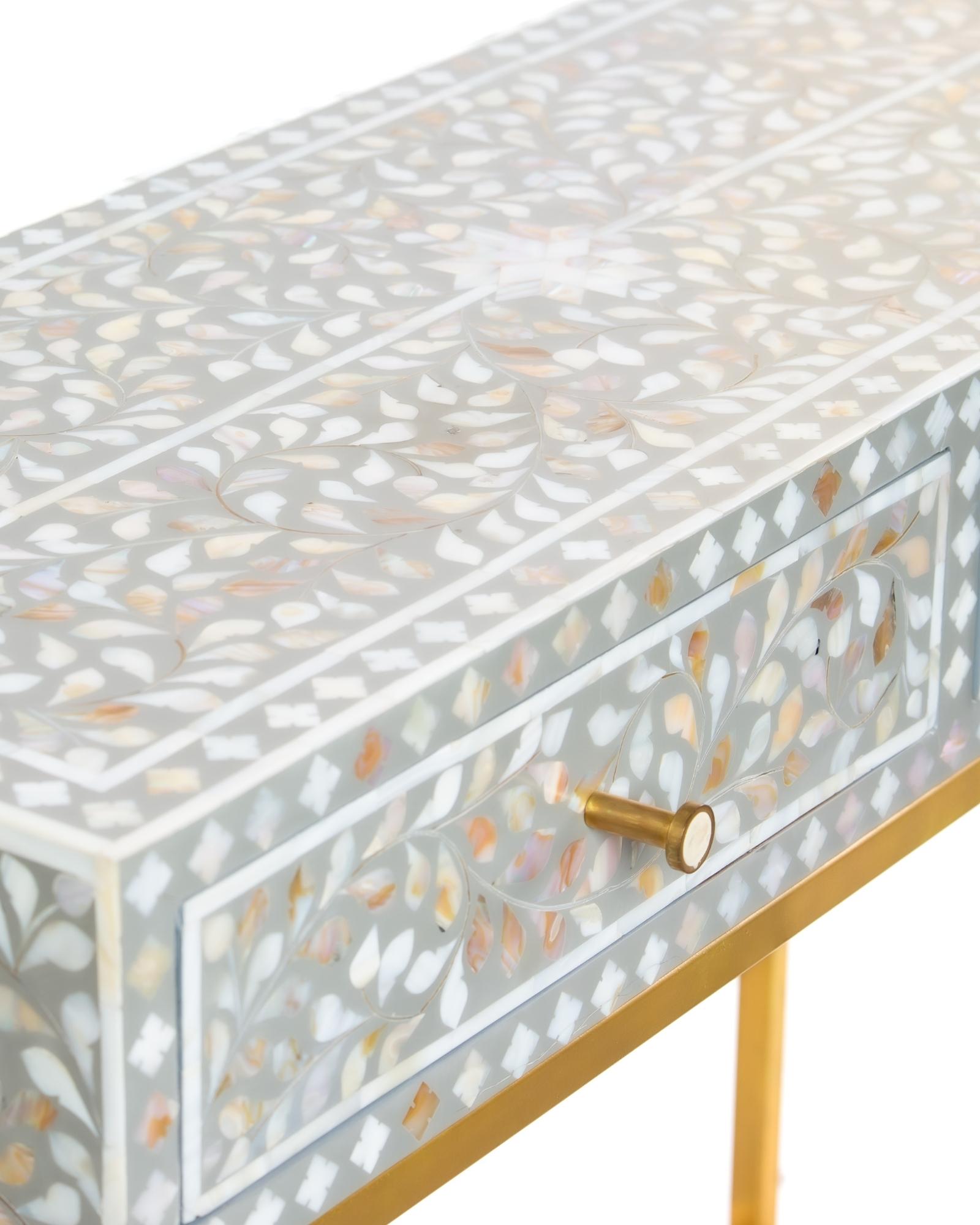 Iris Mini Dresser Console - Grey Mother of Pearl Inlay