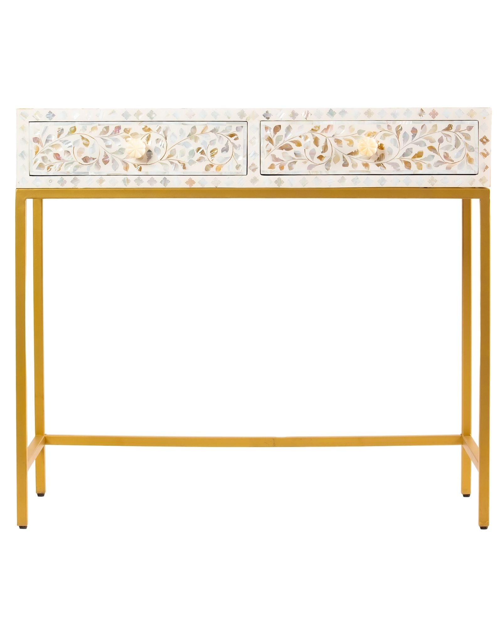 Iris Mini Dresser Console - White Mother of Pearl Inlay