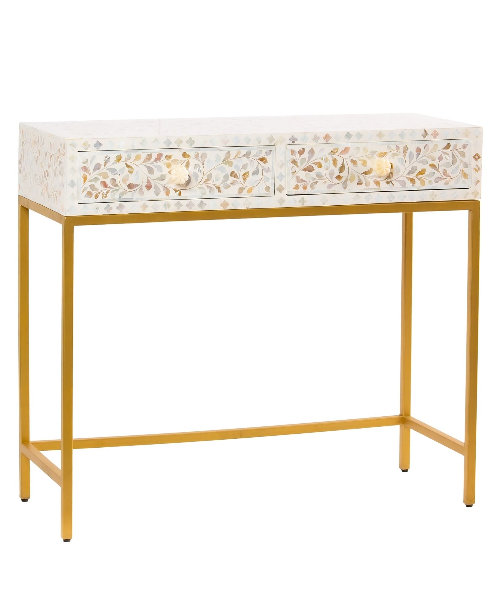Iris Mini Dresser Console - White Mother of Pearl Inlay
