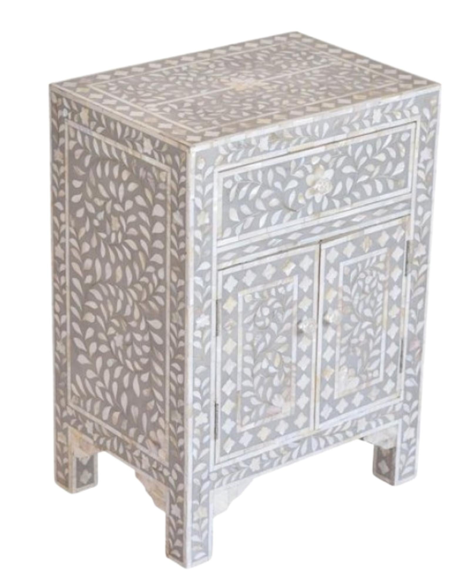Iris Side Drawer - Grey Mother of Pearl - Tabeer Homes
