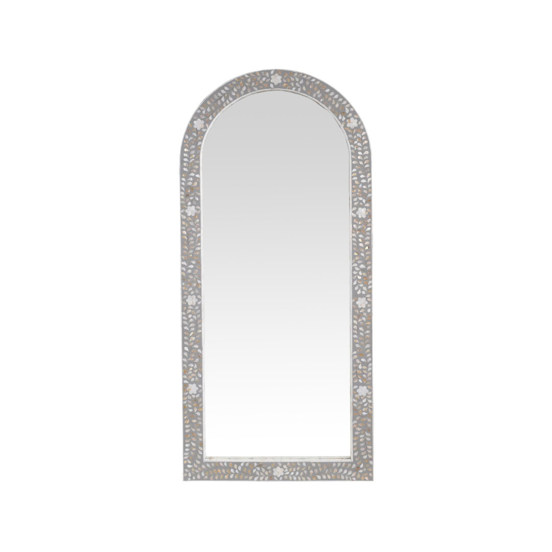 Handcrafted grey mother of pearl inlay mirror