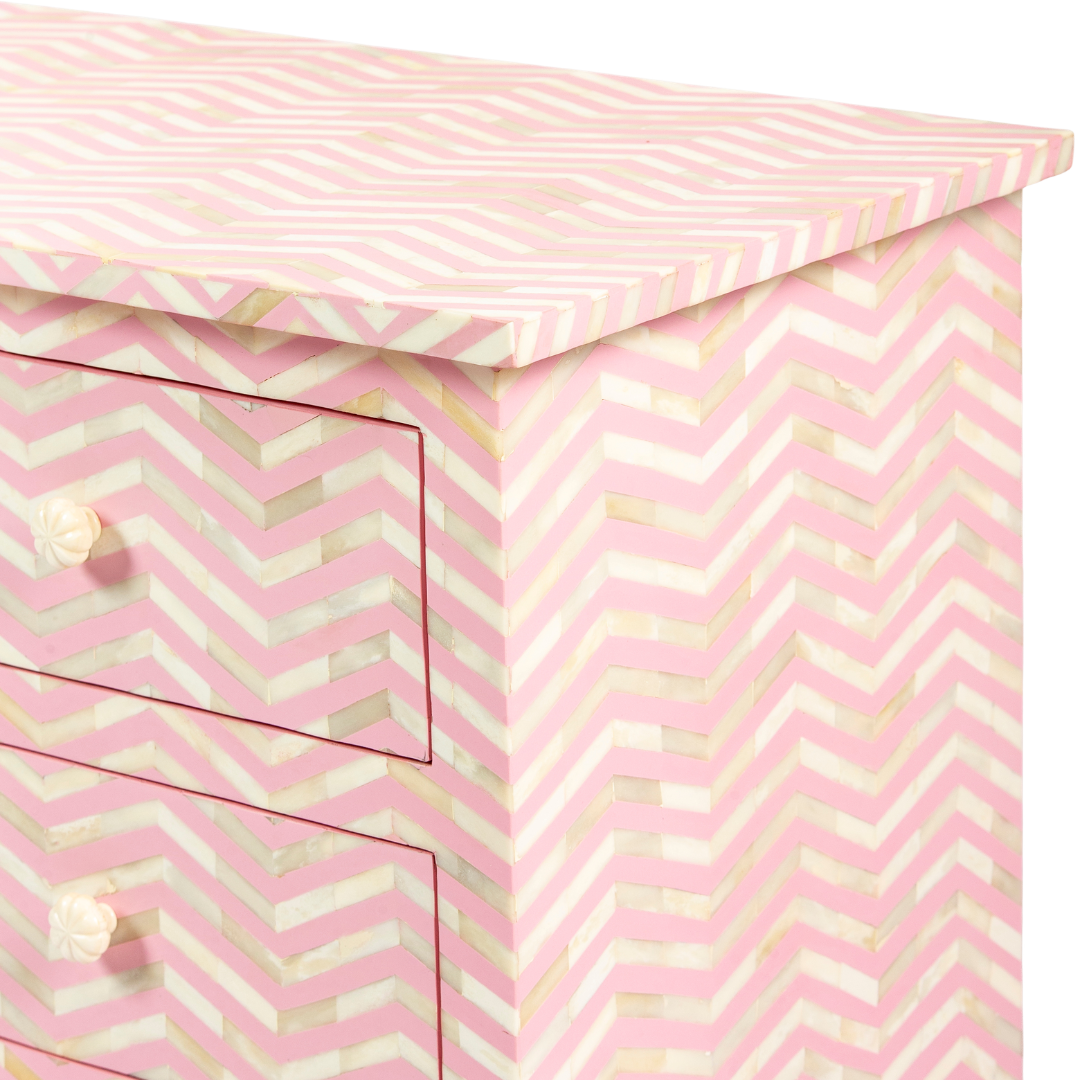 Isra Chest of Drawers - Pink Bone Inlay - Tabeer Homes