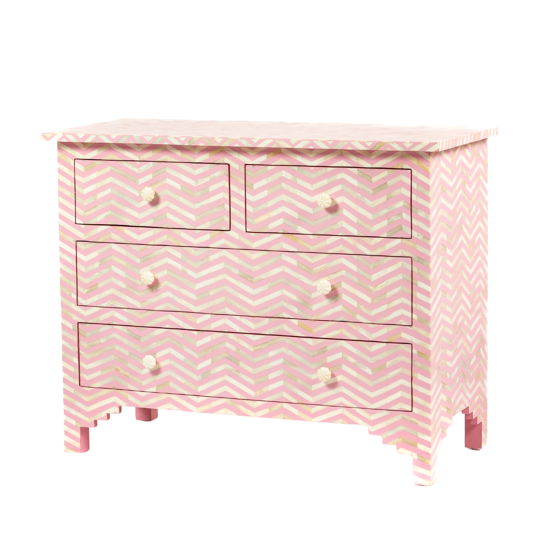 Isra Chest of Drawers - Pink Bone Inlay - Tabeer Homes