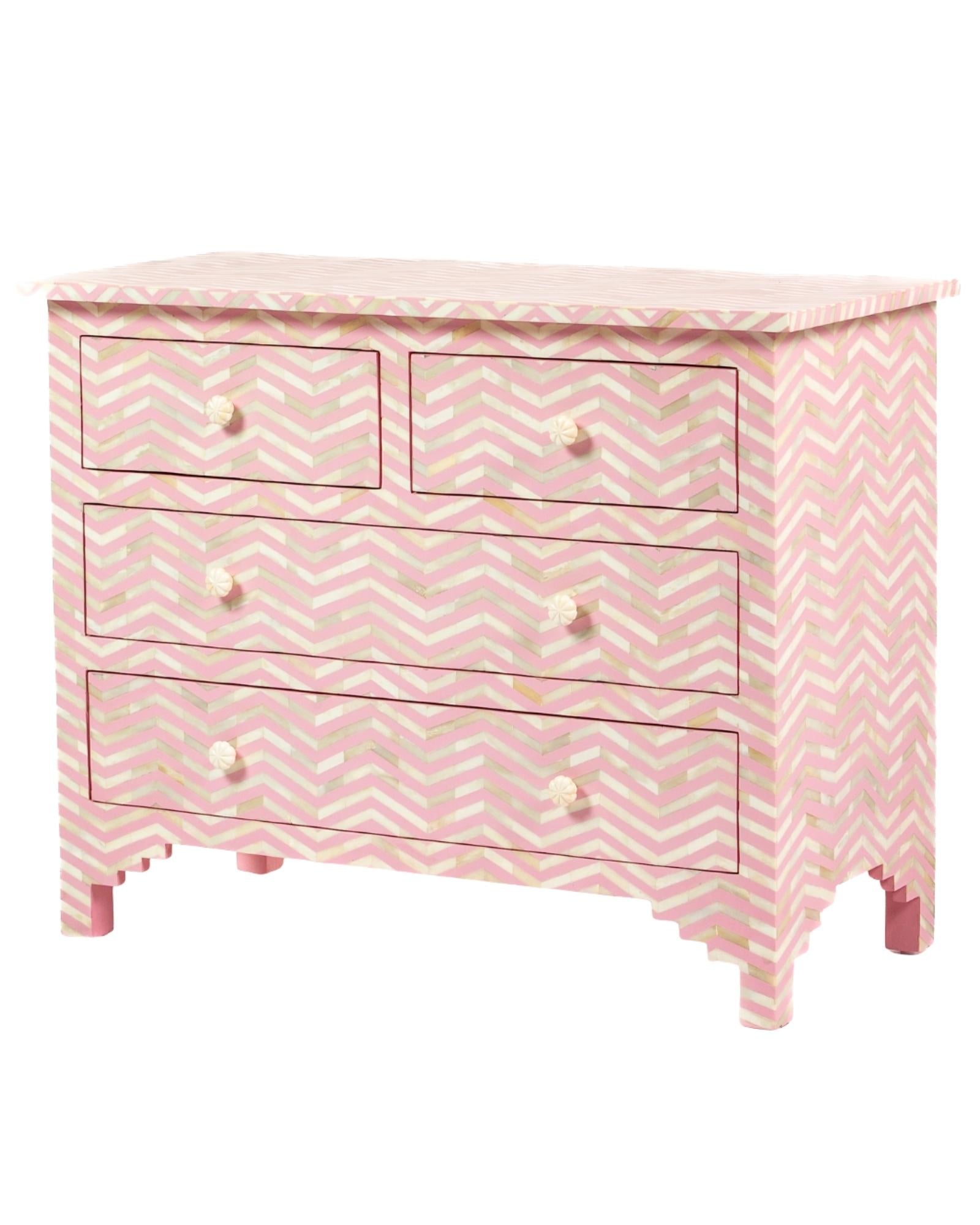 Isra Chest of Drawers - Pink Bone Inlay - Tabeer Homes