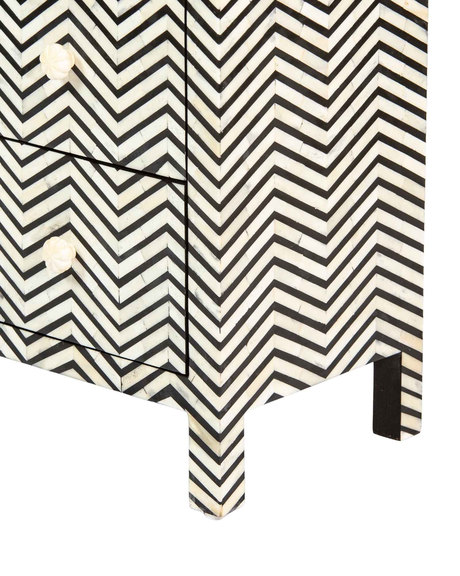 Isra Side Drawer - Black & White Bone Inlay - Tabeer Homes.