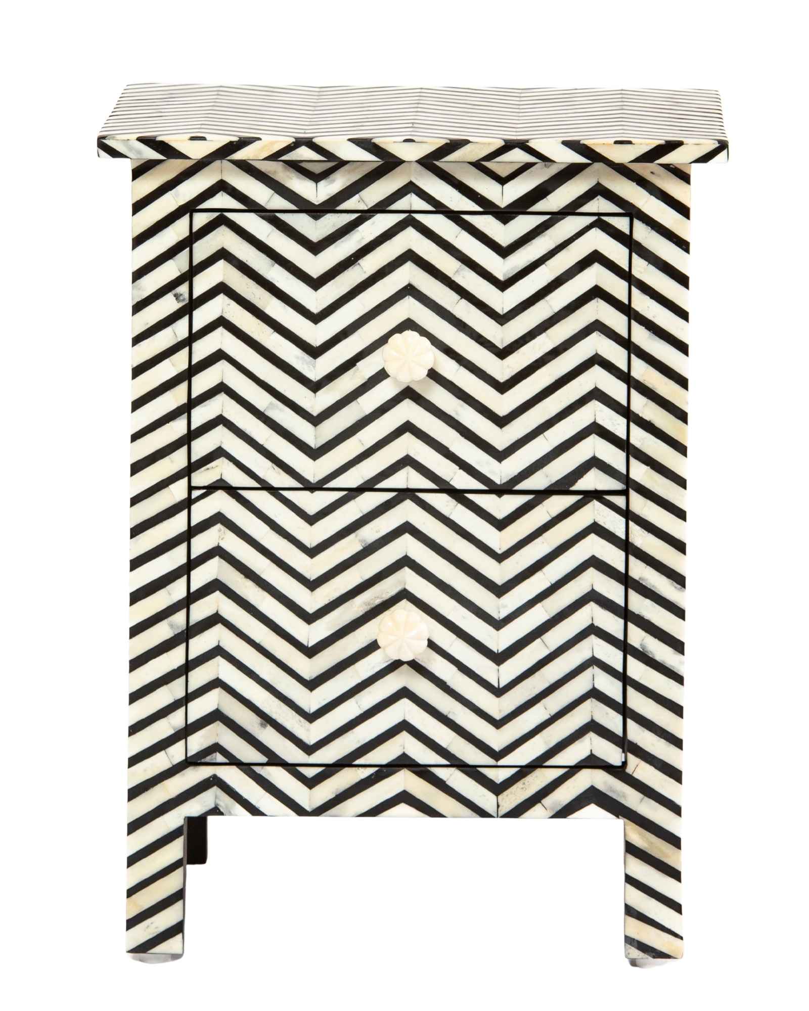 Isra Side Drawer - Black & White Bone Inlay - Tabeer Homes.