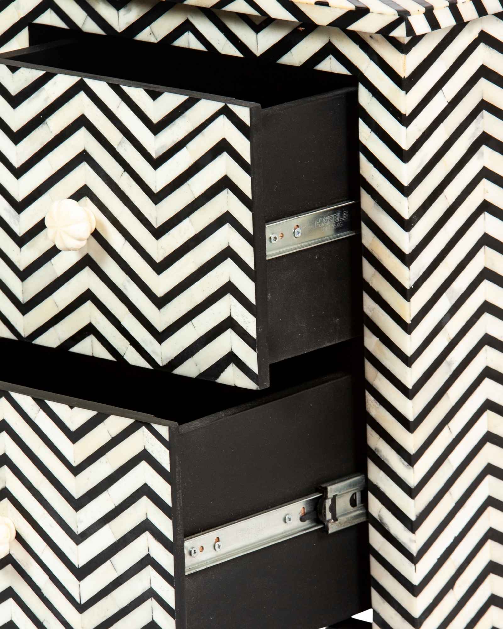 Isra Side Drawer - Black & White Bone Inlay - Tabeer Homes.
