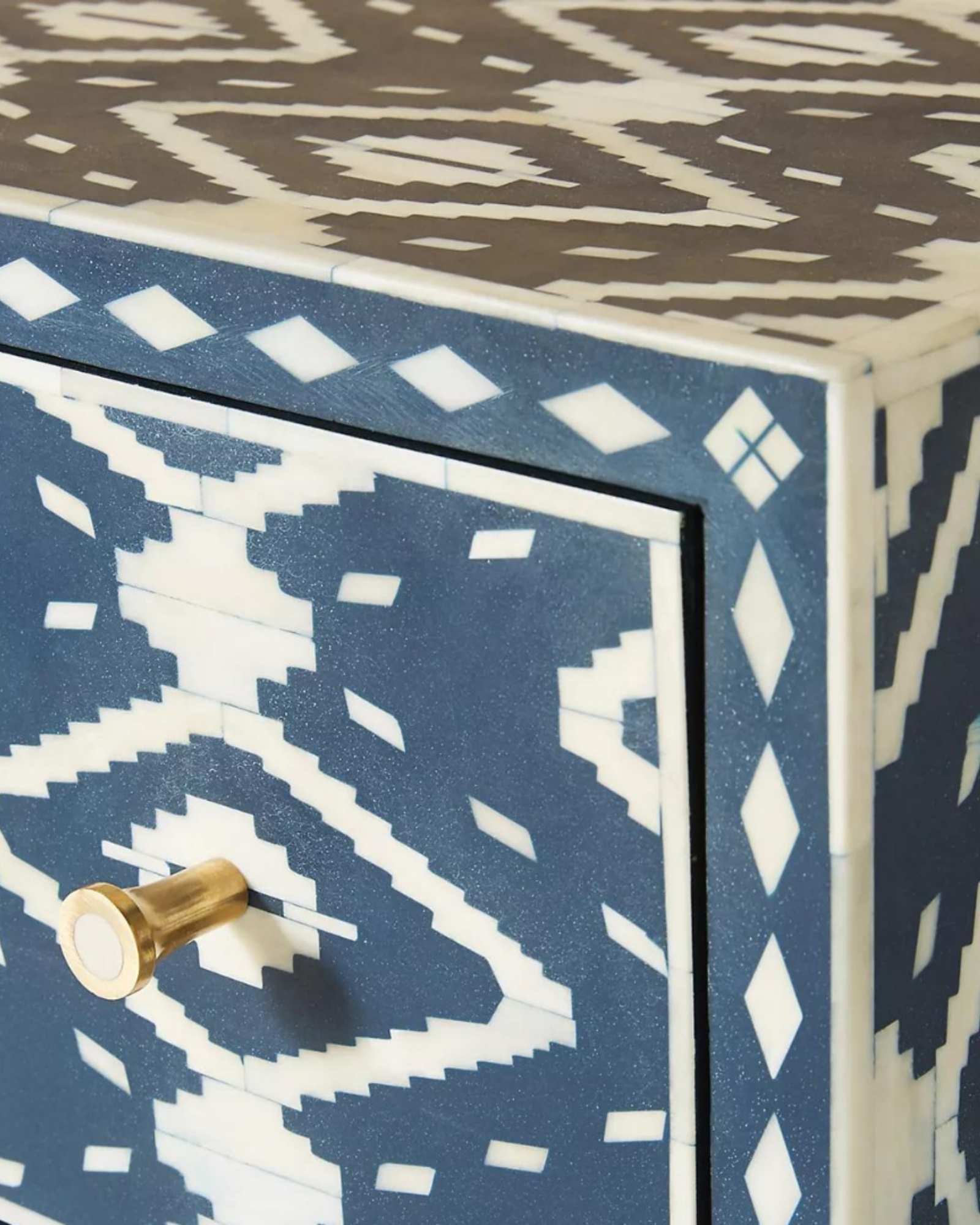 Jade Cabinet - Blue & White Bone Inlay - Tabeer Homes