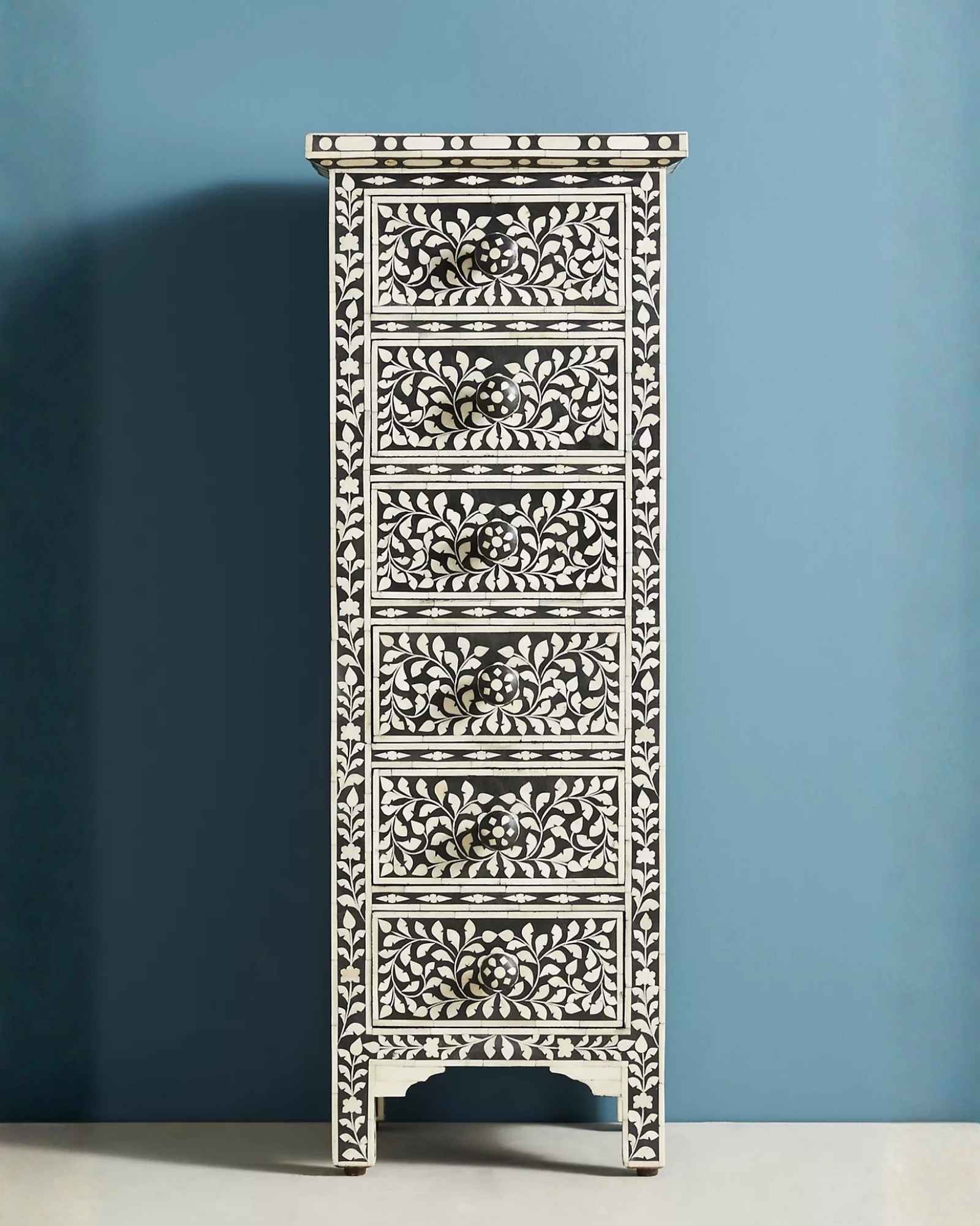 Jade Chest of Drawers - Black & White Bone Inlay - Tabeer Homes