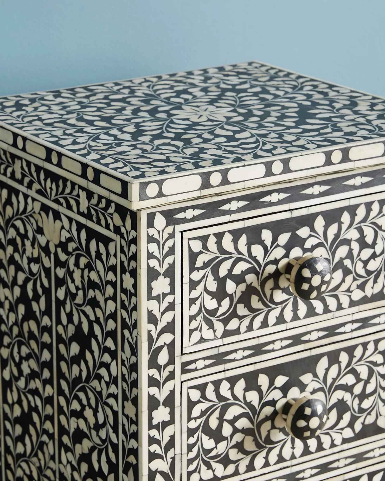 Jade Chest of Drawers - Black & White Bone Inlay - Tabeer Homes