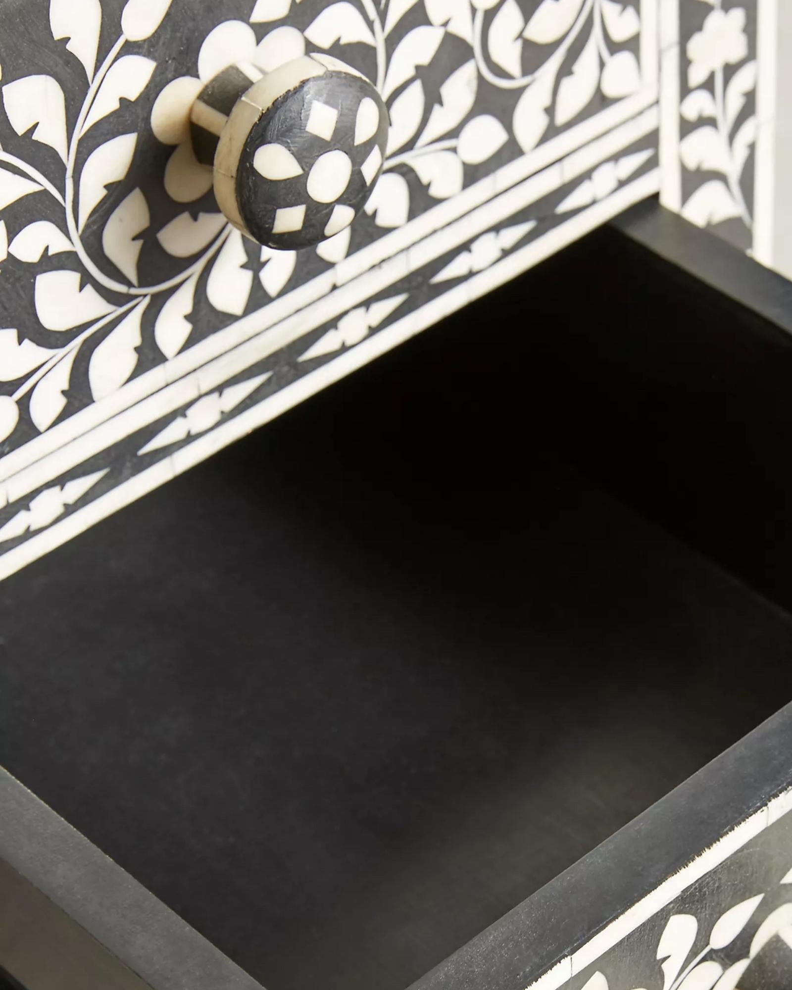 Jade Chest of Drawers - Black & White Bone Inlay - Tabeer Homes