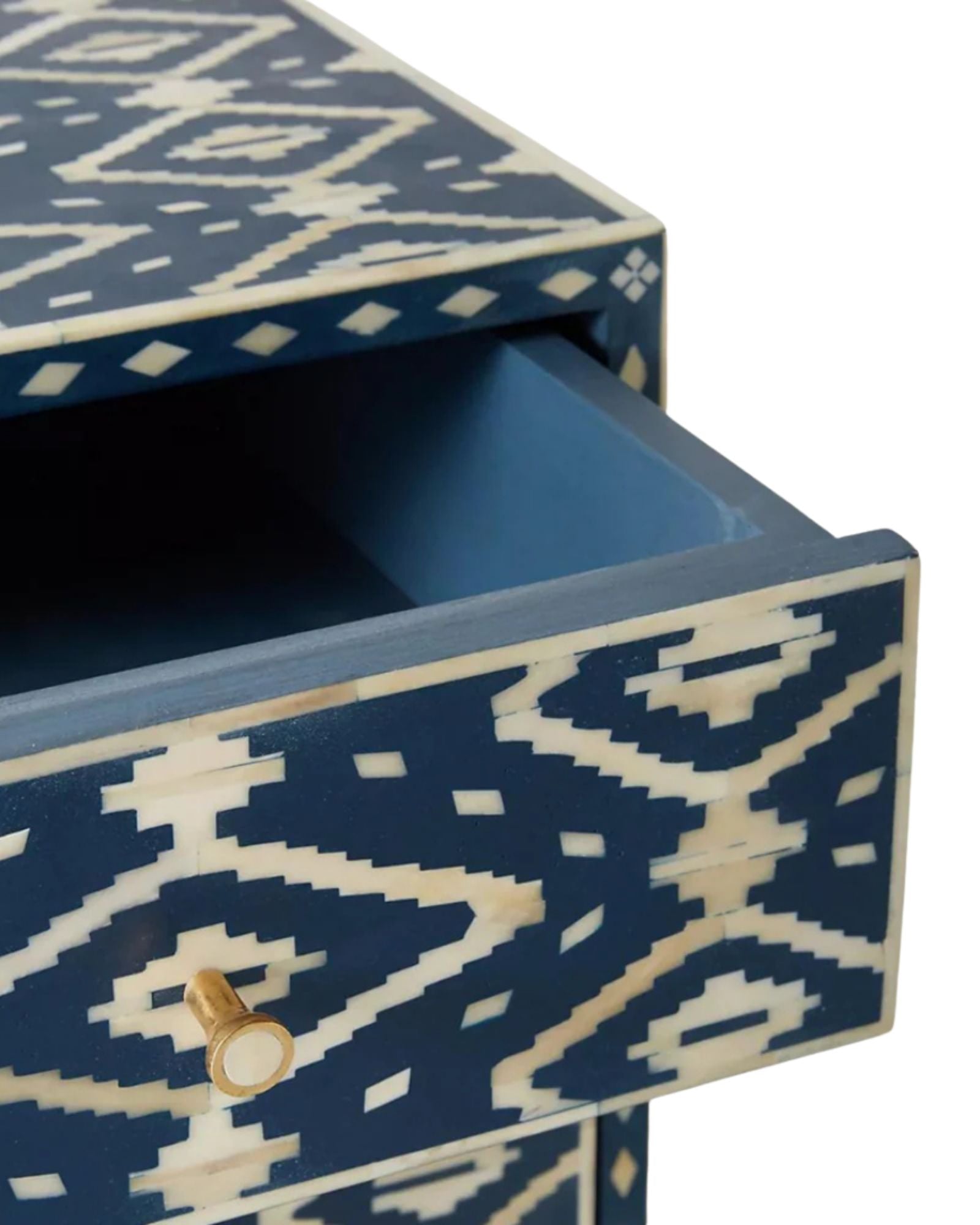 Jade Chest of Drawers - Blue and White Bone Inlay - Tabeer Homes