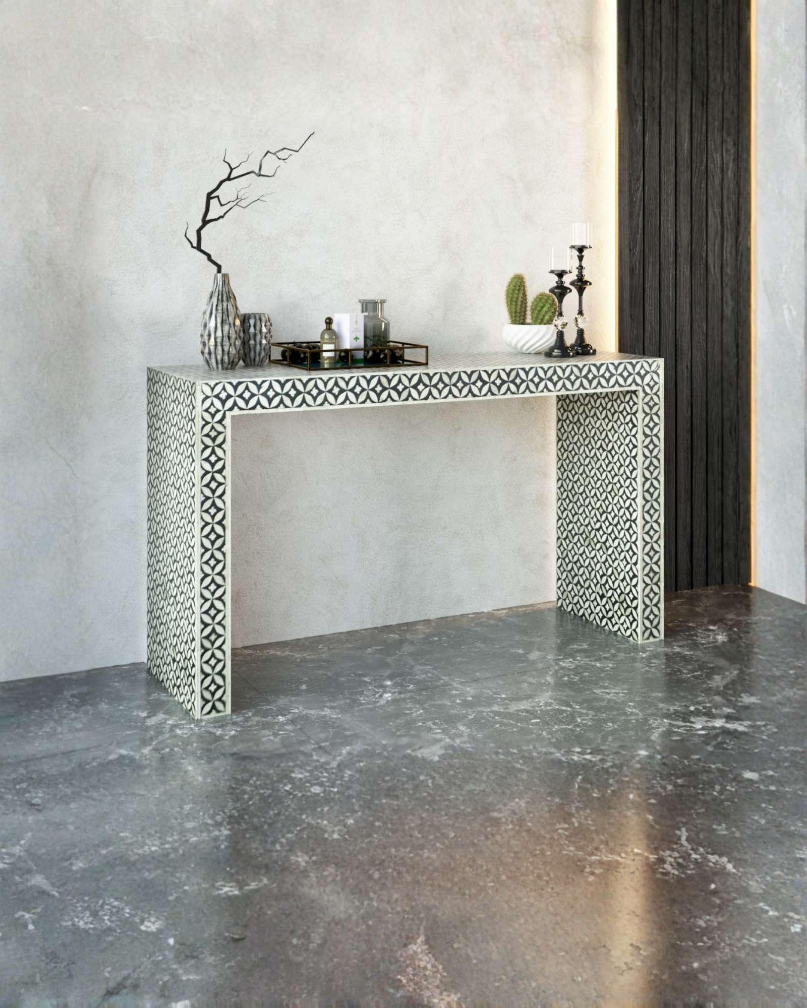 Jade Console Table - Grey Bone Inlay - Tabeer Homes