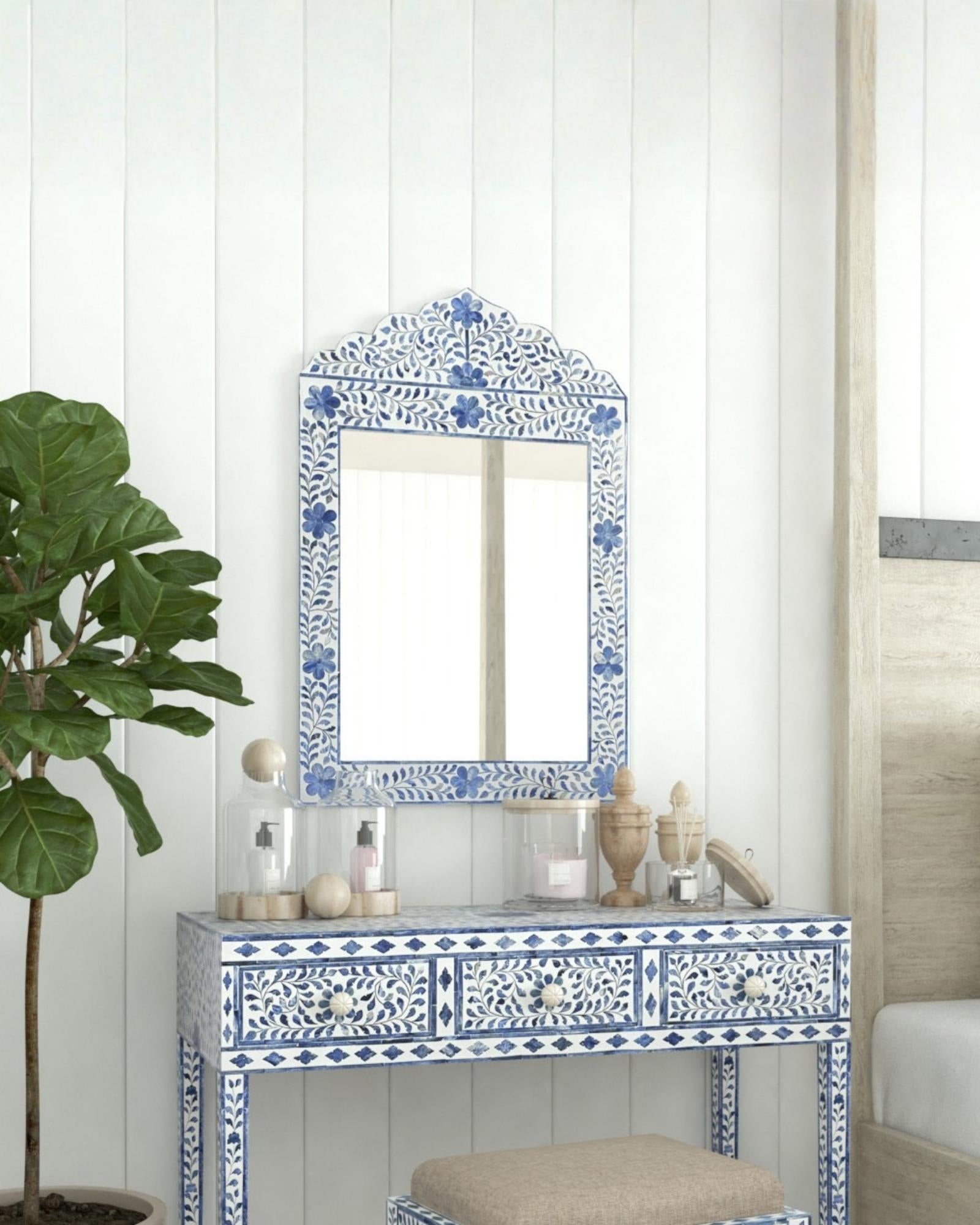Jade Mirror - Blue Bone Inlay - Tabeer Homes