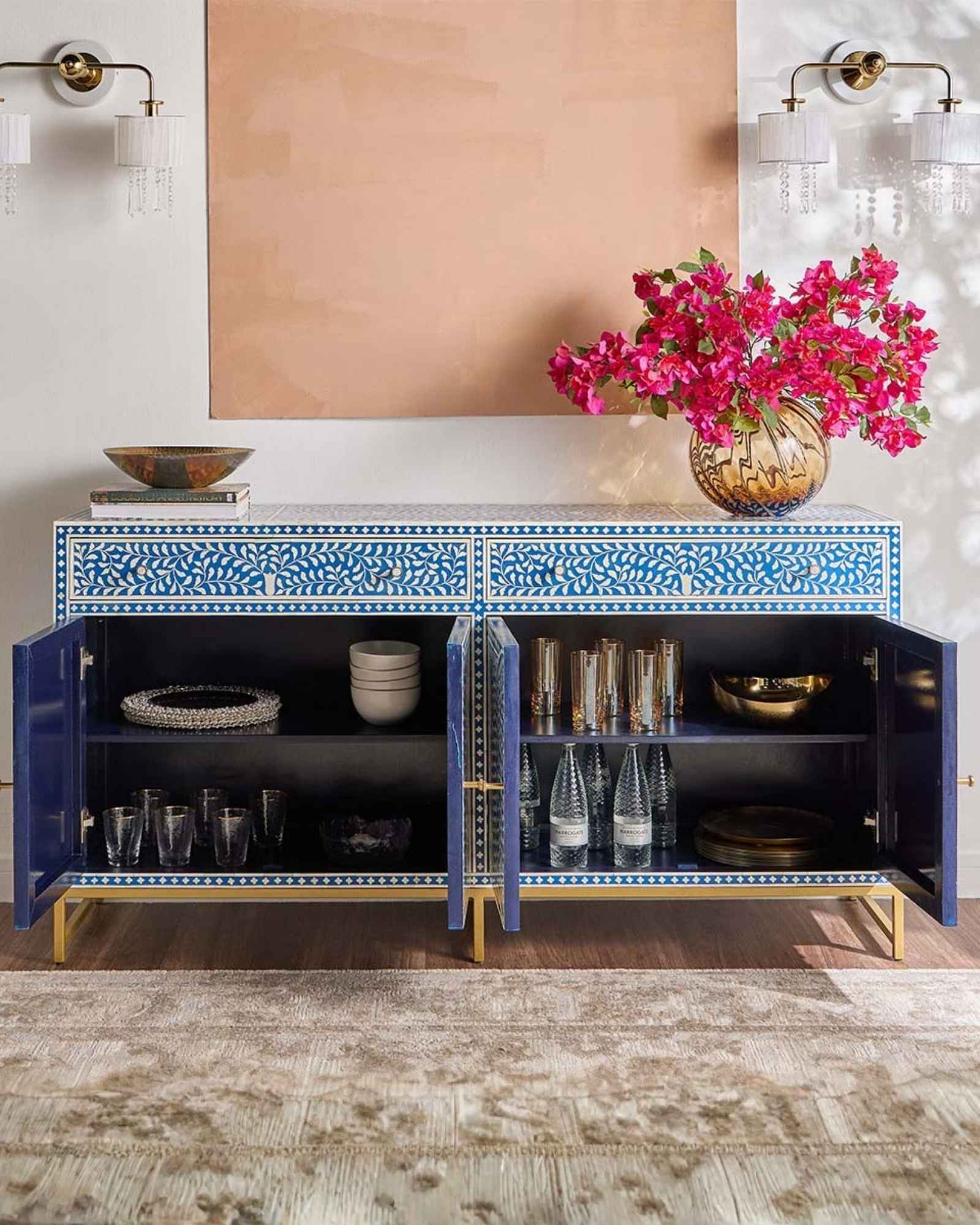 Jade Sideboard Buffet - Blue Bone Inlay - Tabeer Homes