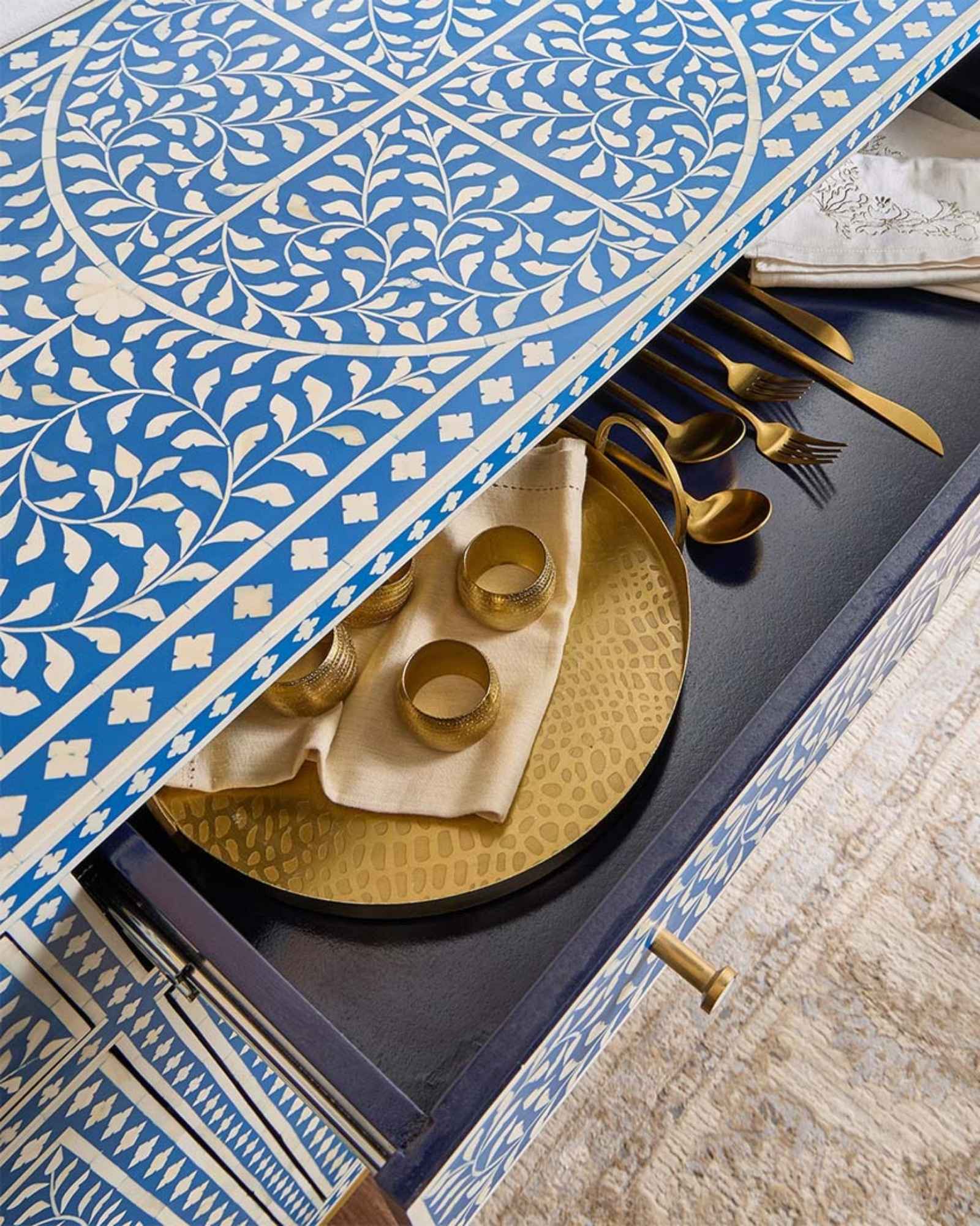 Jade Sideboard Buffet - Blue Bone Inlay - Tabeer Homes