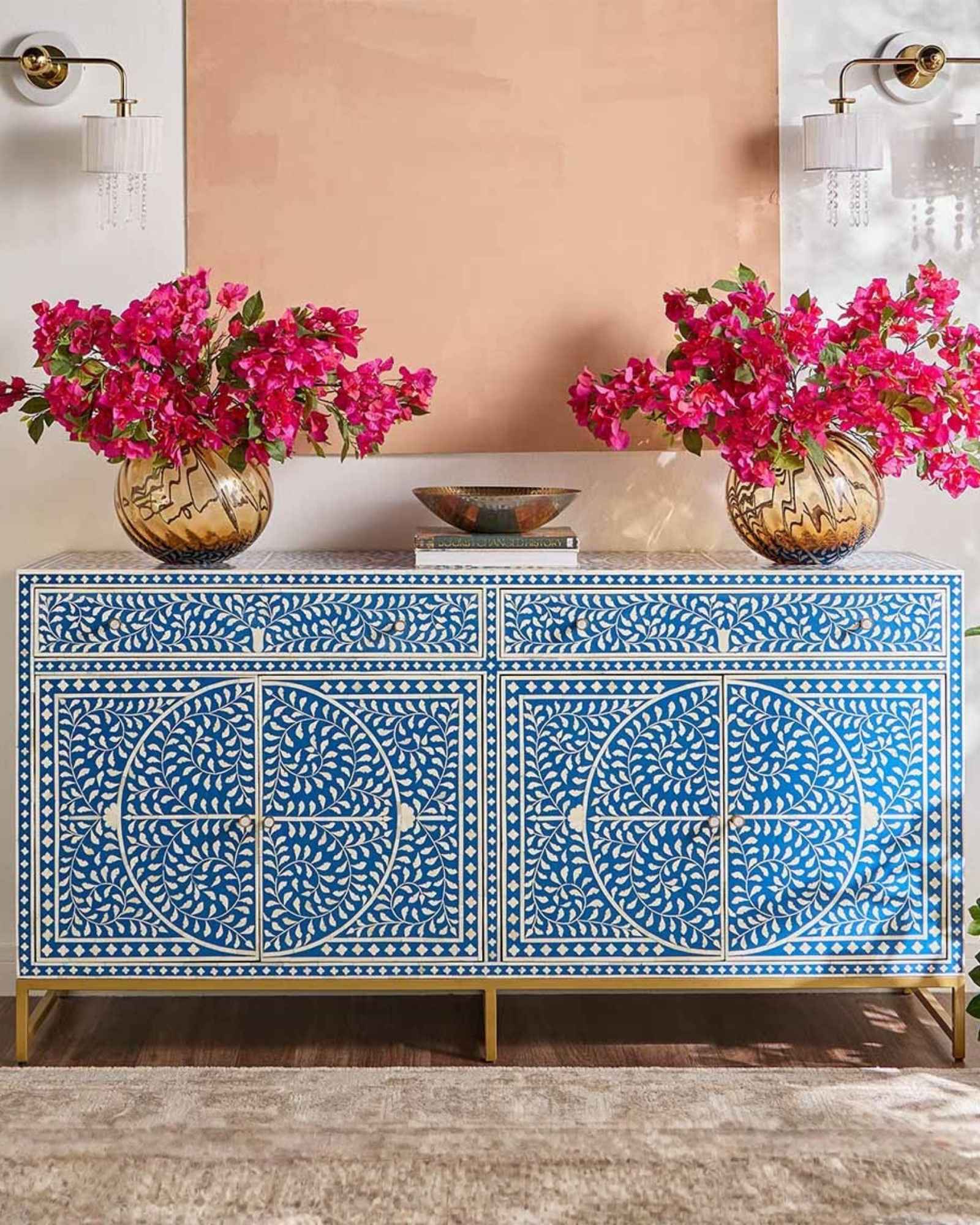 Jade Sideboard Buffet - Blue Bone Inlay - Tabeer Homes