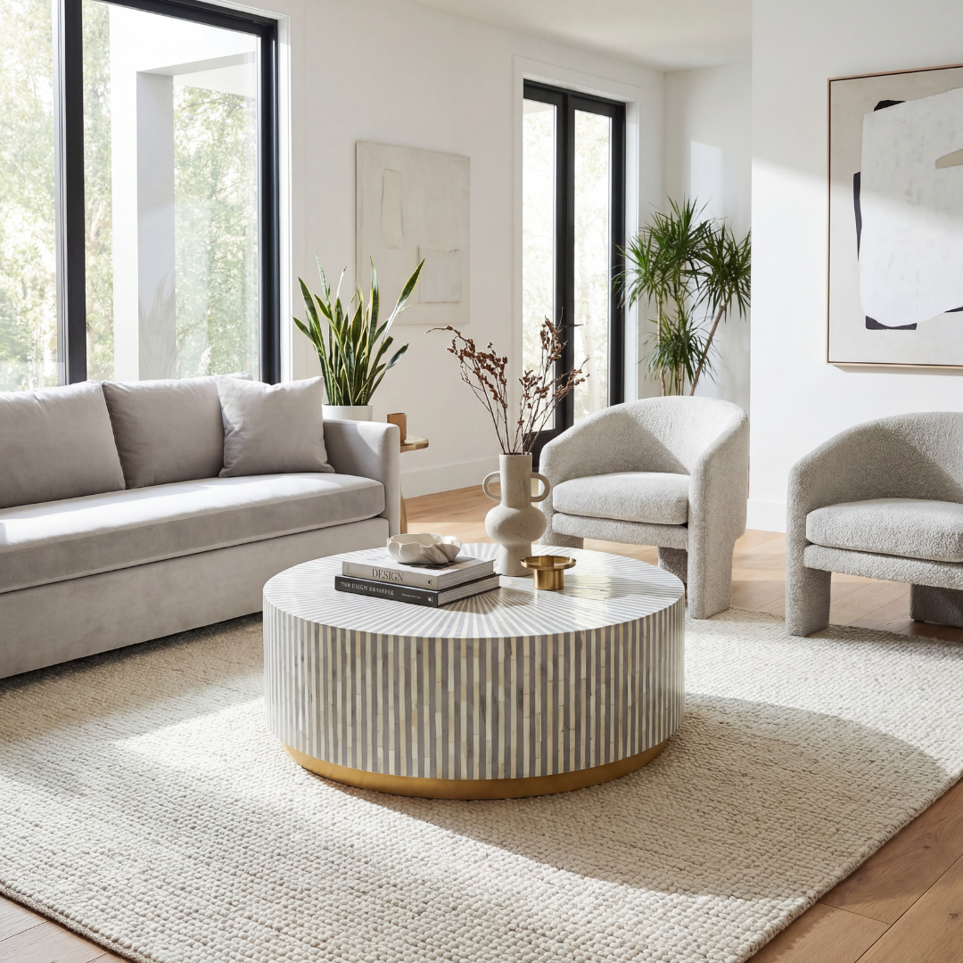 Manzil Coffee Table – Grey Bone Inlay